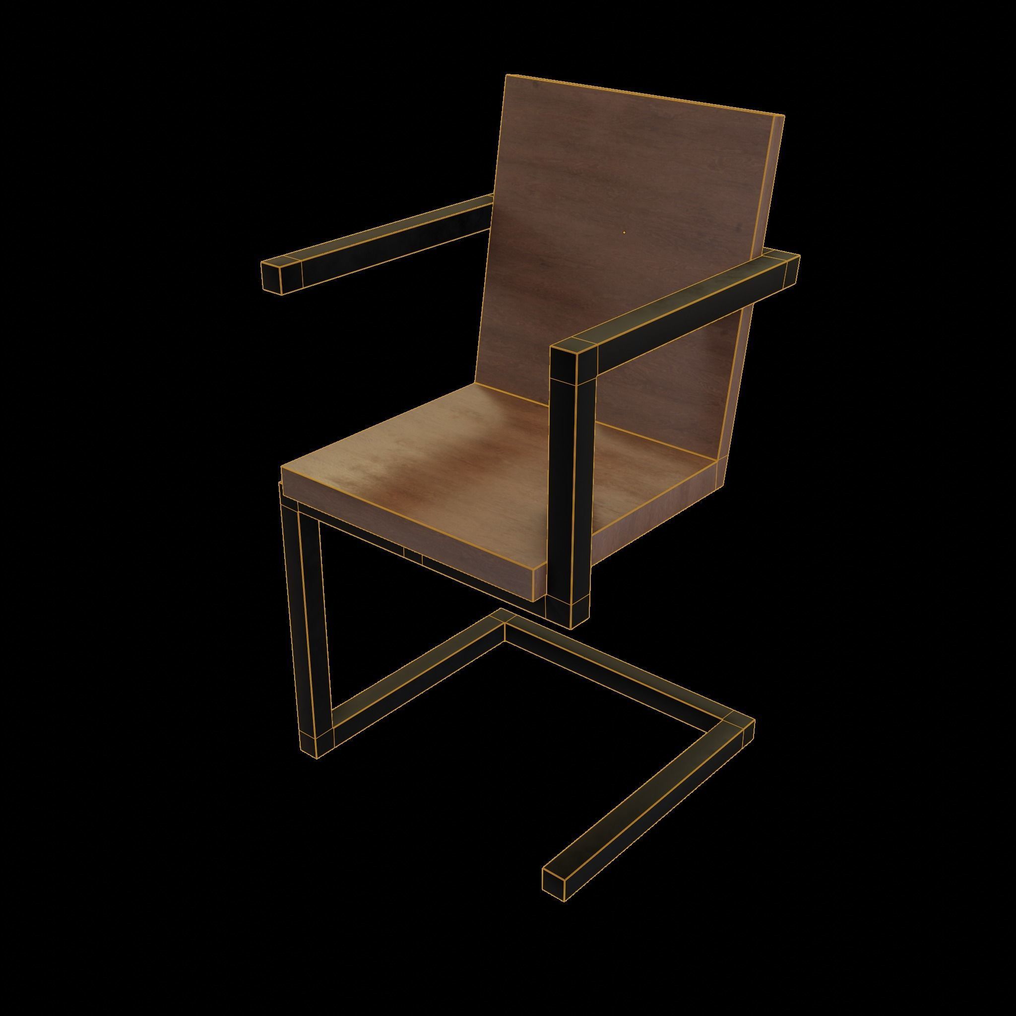 Chair loft modern wooden id4 Low-poly 3D model_1