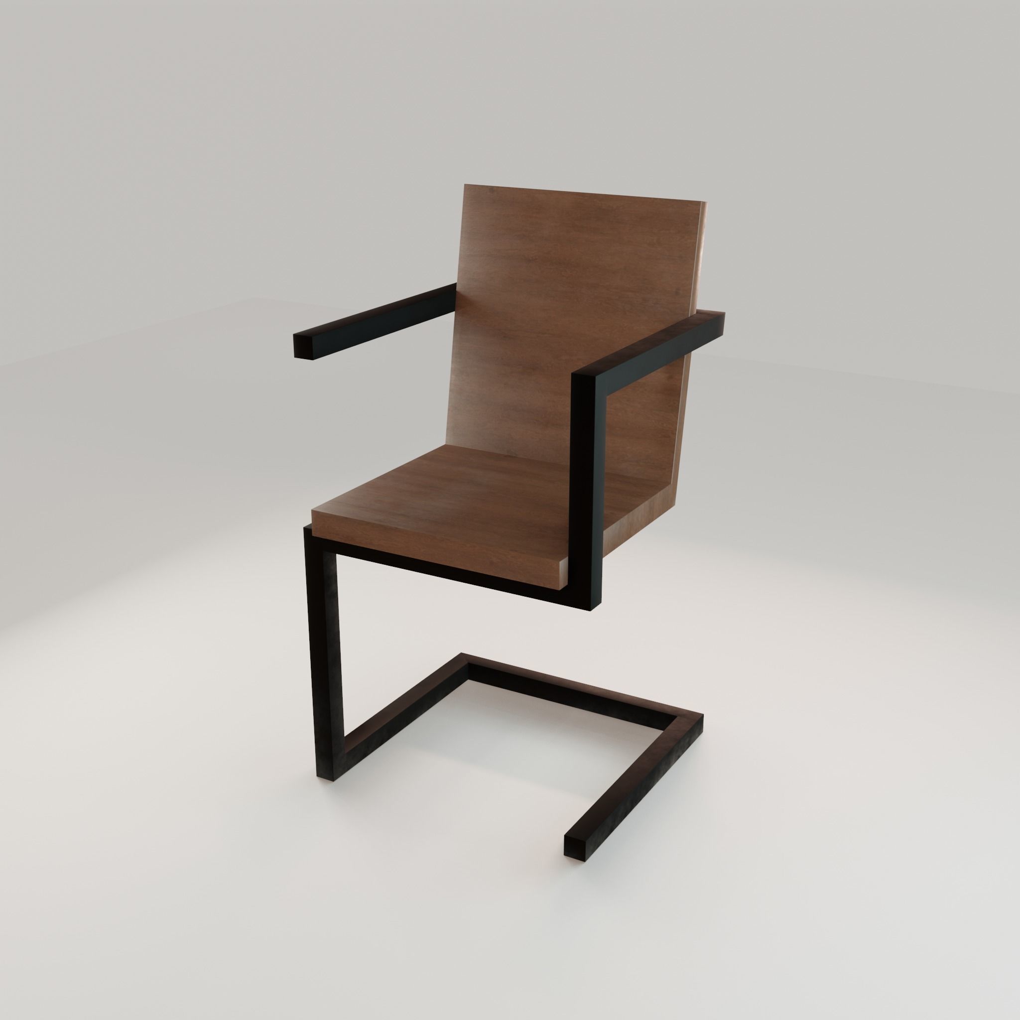 Chair loft modern wooden id4 Low-poly 3D model_36