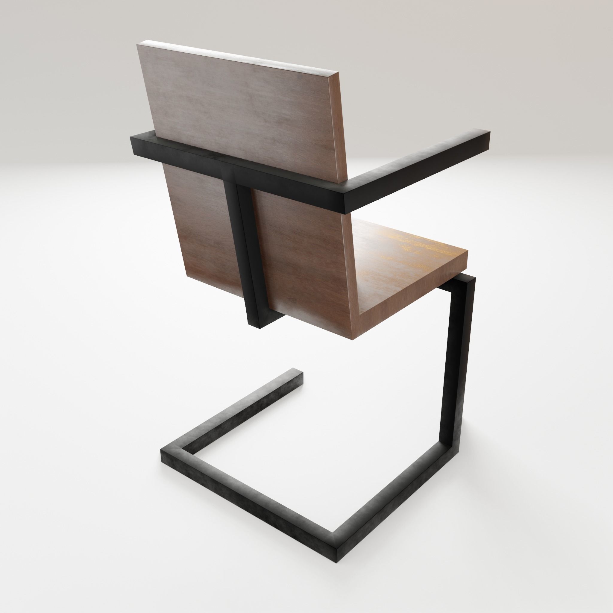 Chair loft modern wooden id4 Low-poly 3D model_3