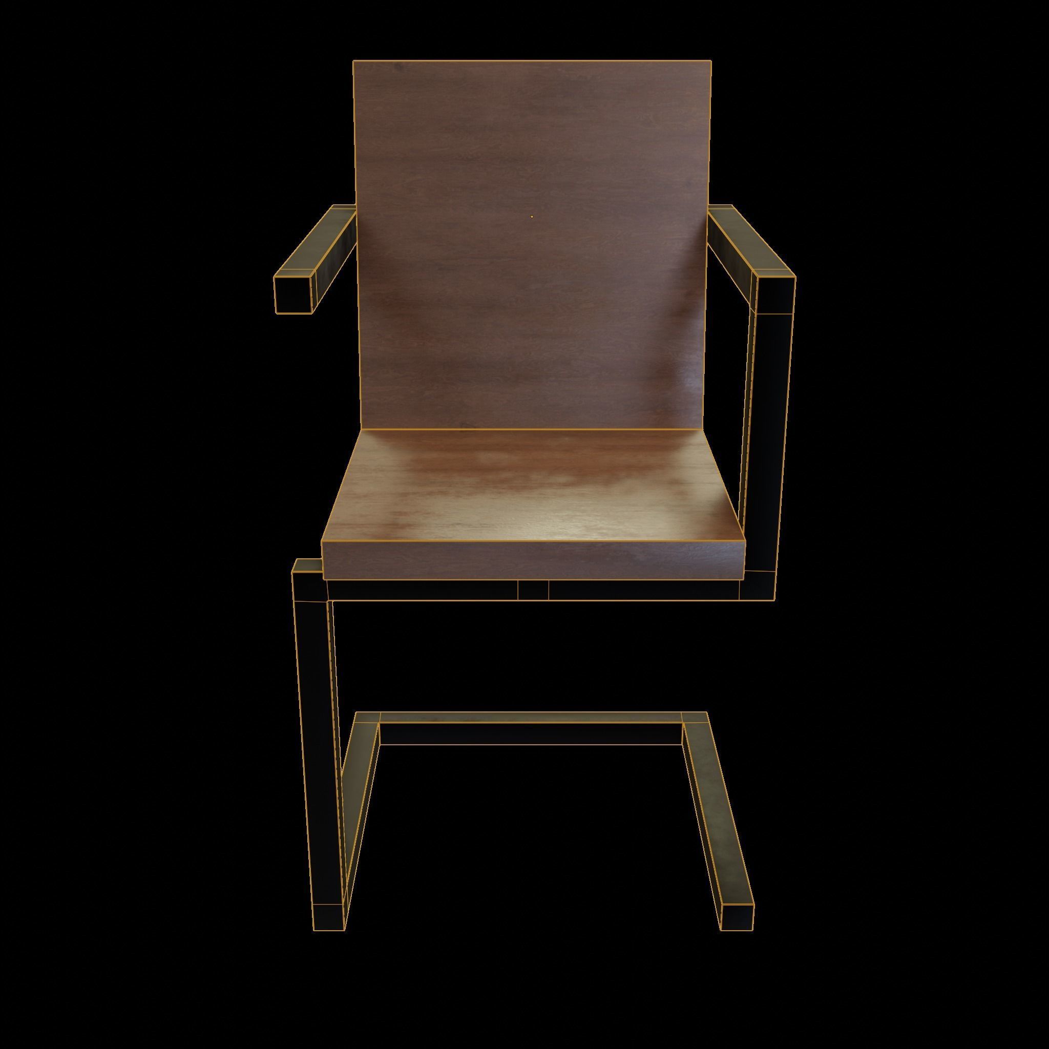 Chair loft modern wooden id4 Low-poly 3D model_7