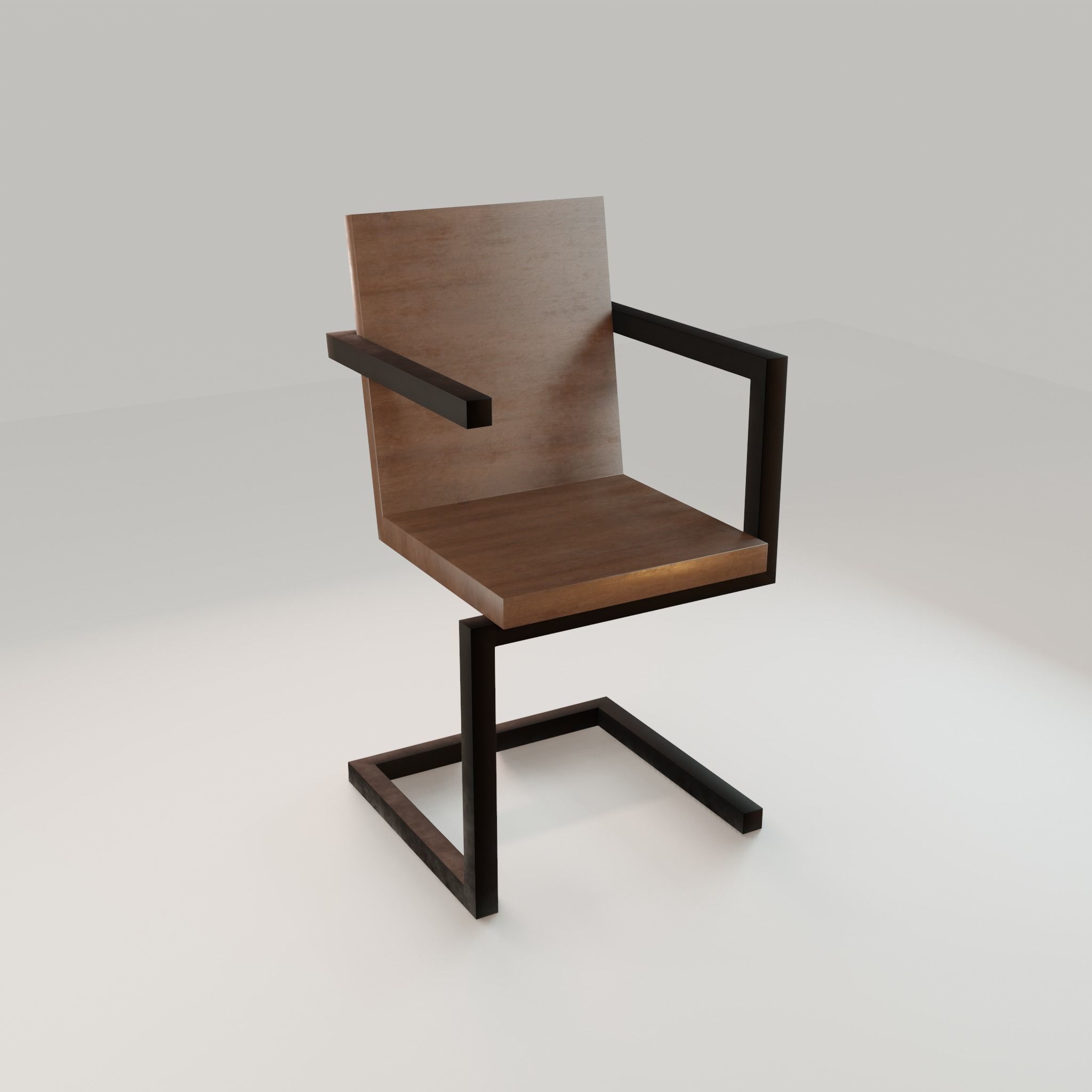 Chair loft modern wooden id4 Low-poly 3D model_14