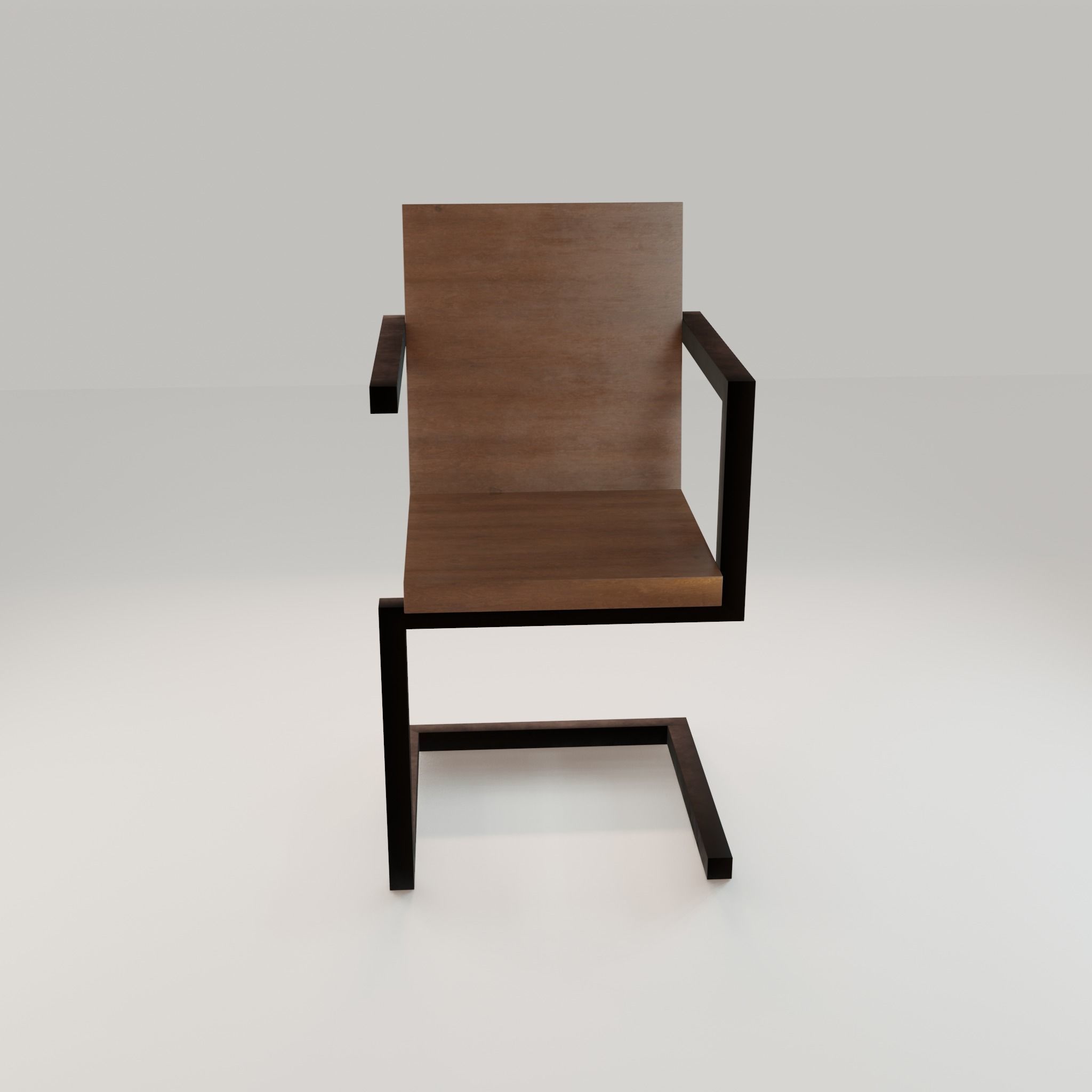 Chair loft modern wooden id4 Low-poly 3D model_8