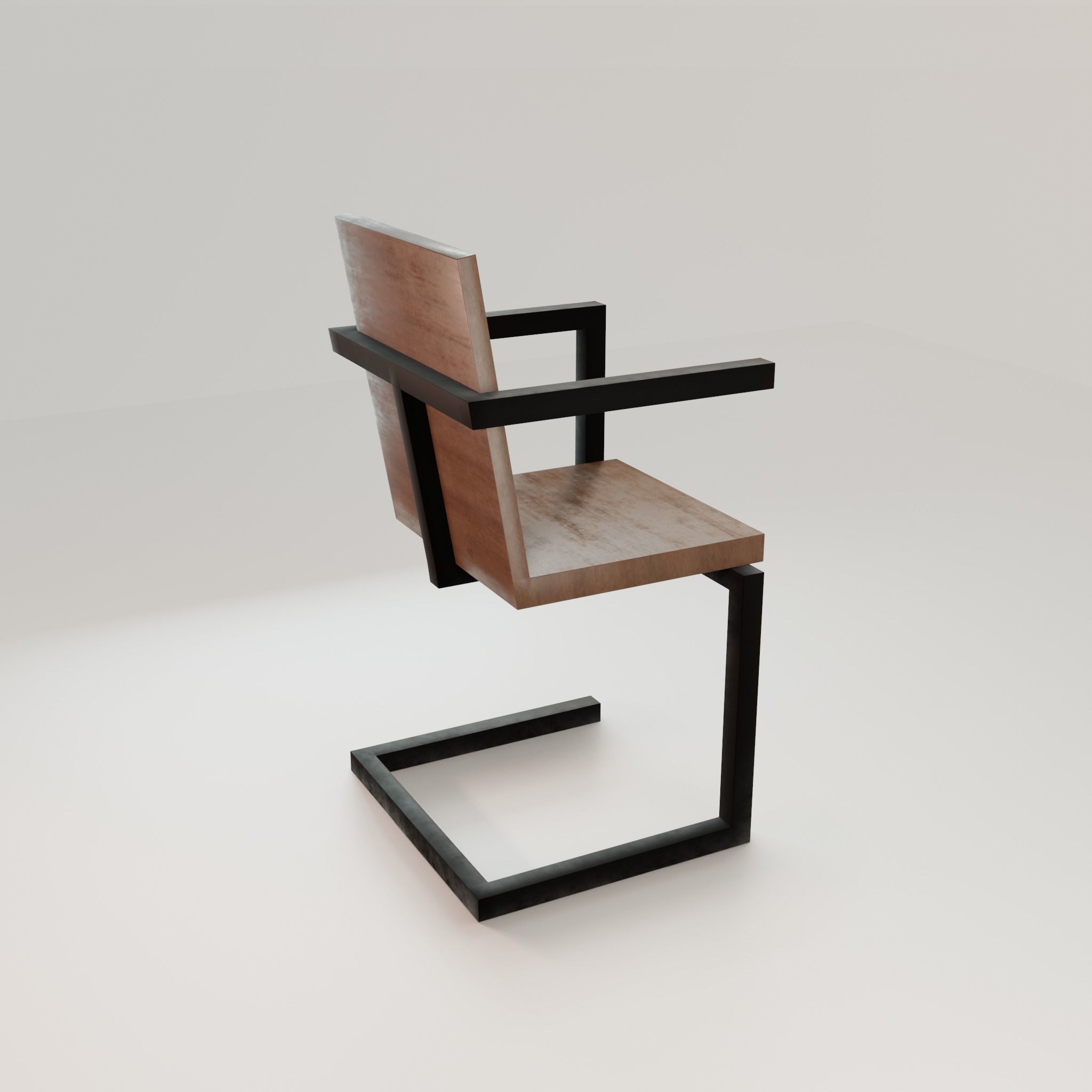 Chair loft modern wooden id4 Low-poly 3D model_21