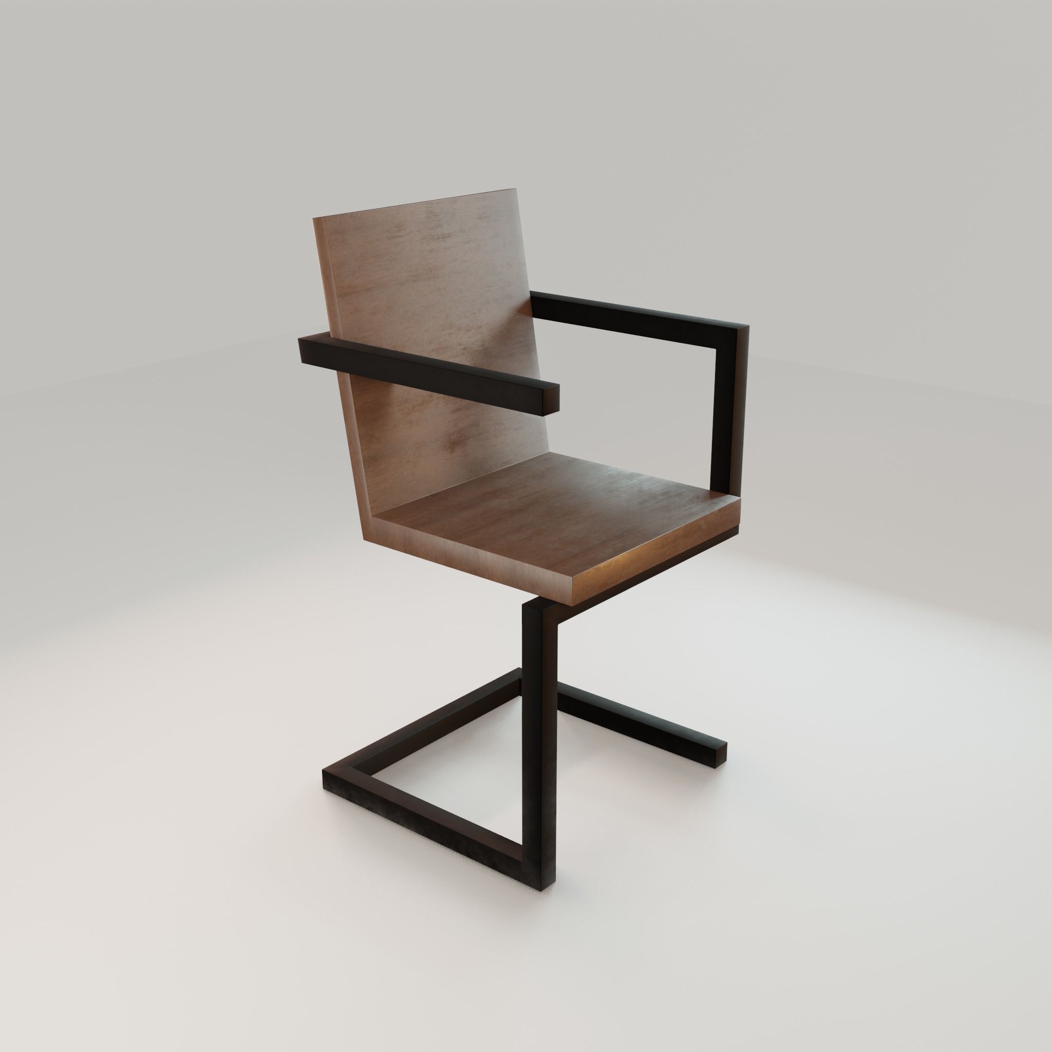 Chair loft modern wooden id4 Low-poly 3D model_16