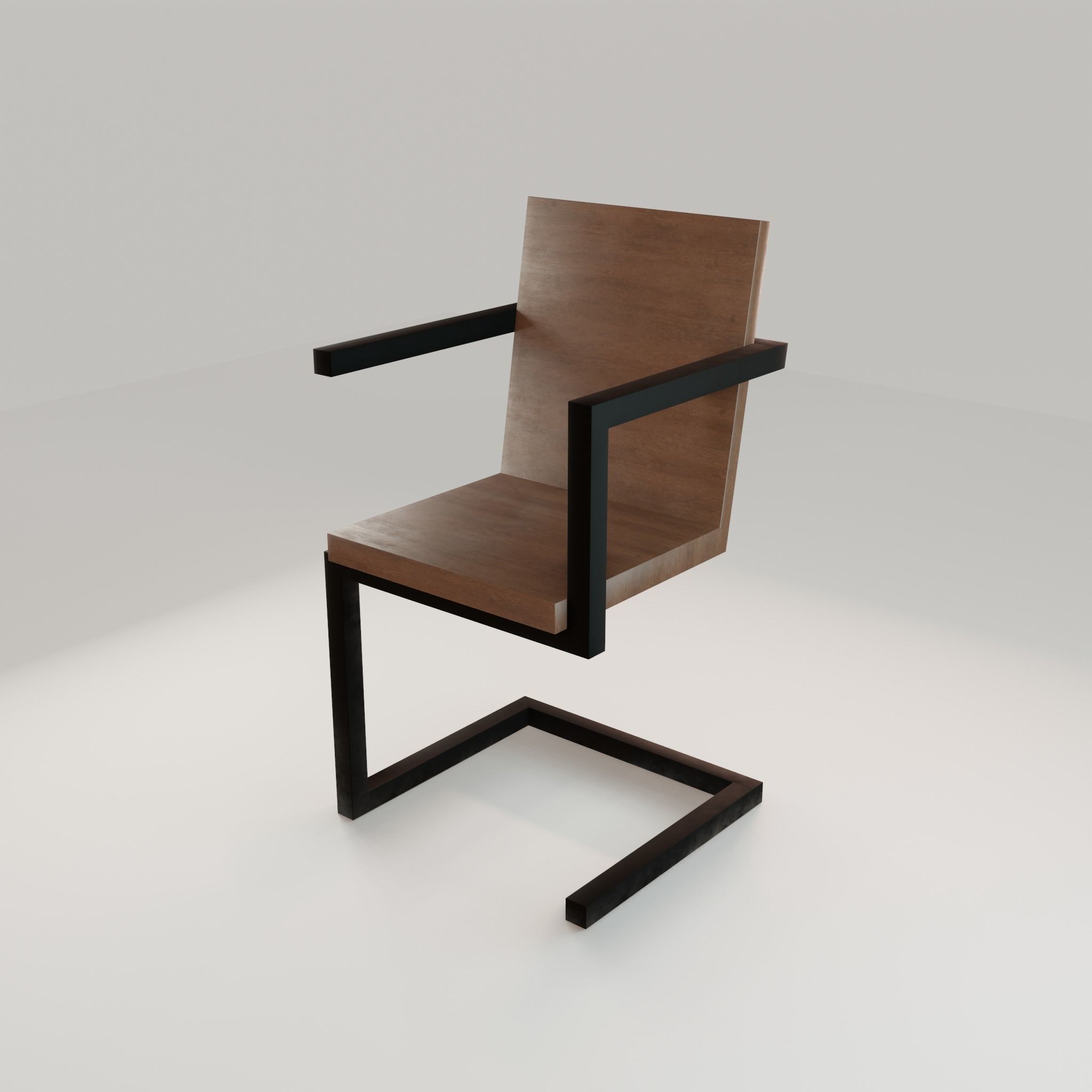 Chair loft modern wooden id4 Low-poly 3D model_35