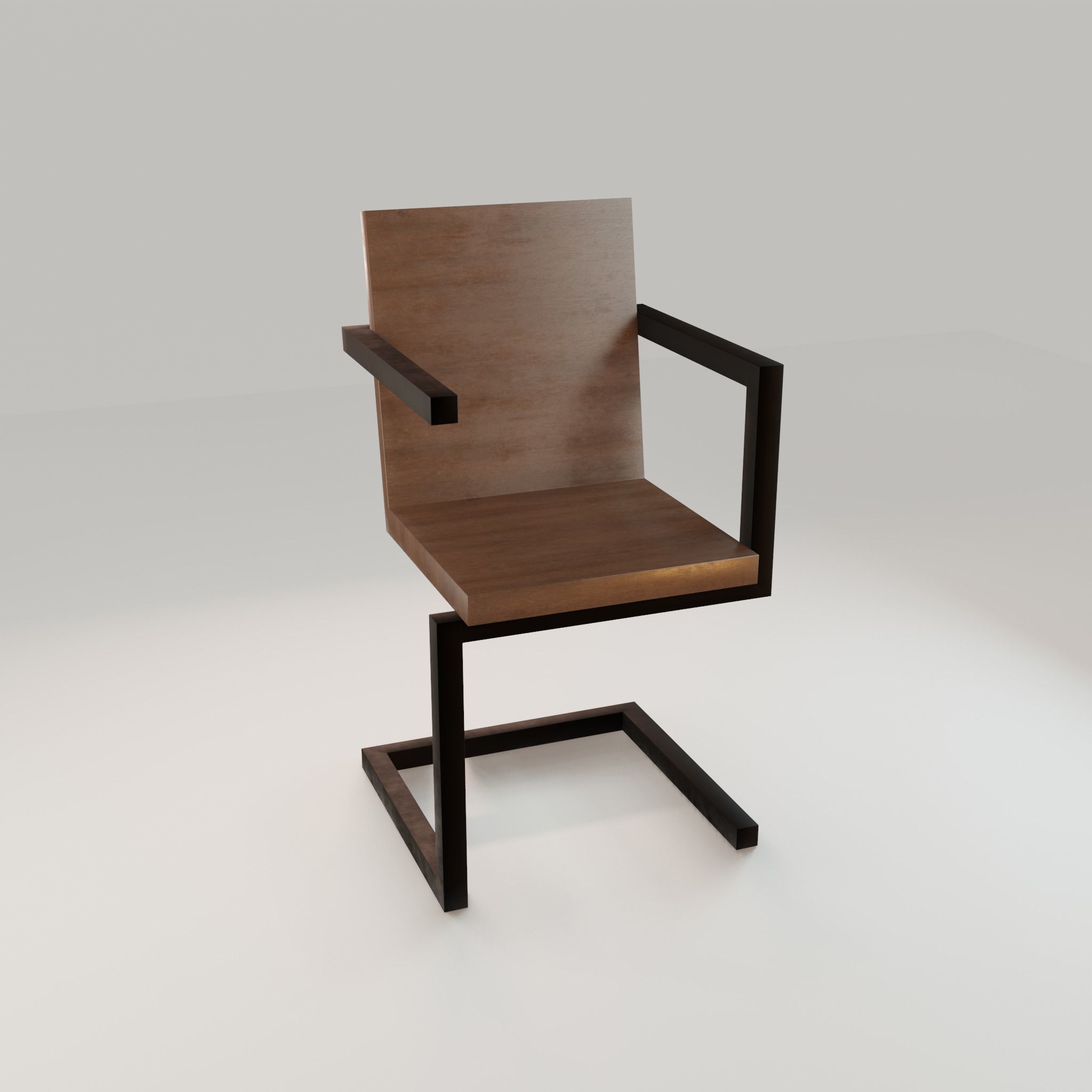 Chair loft modern wooden id4 Low-poly 3D model_13
