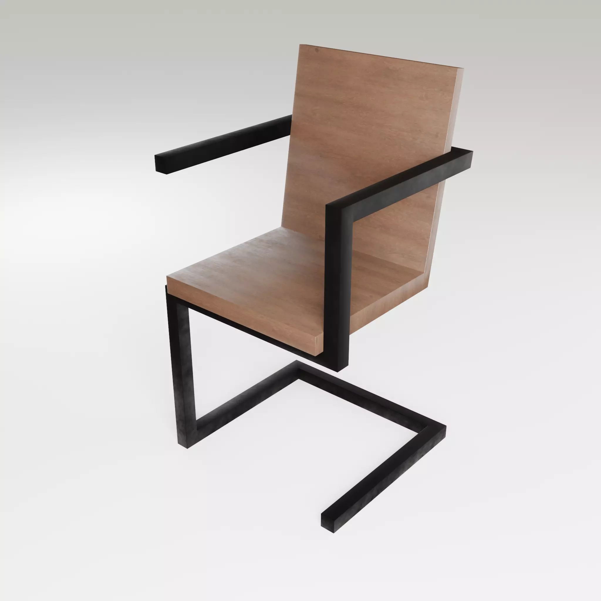 Chair loft modern wooden id4 Low-poly 3D model_0