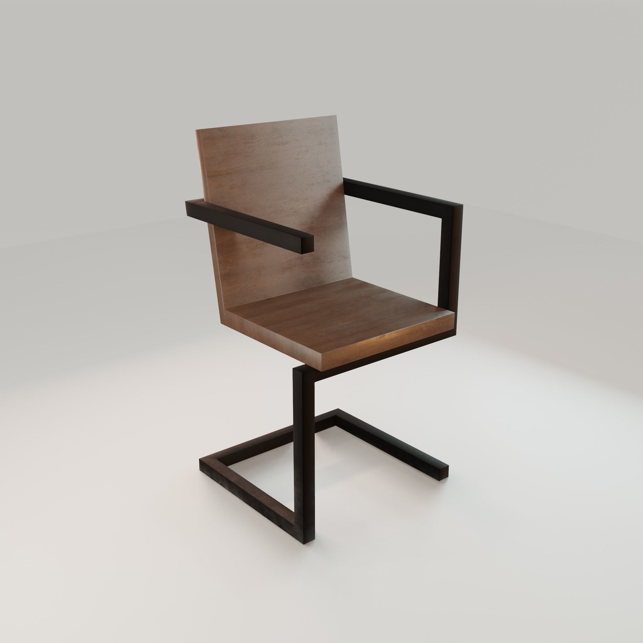 Chair loft modern wooden id4 Low-poly 3D model_15