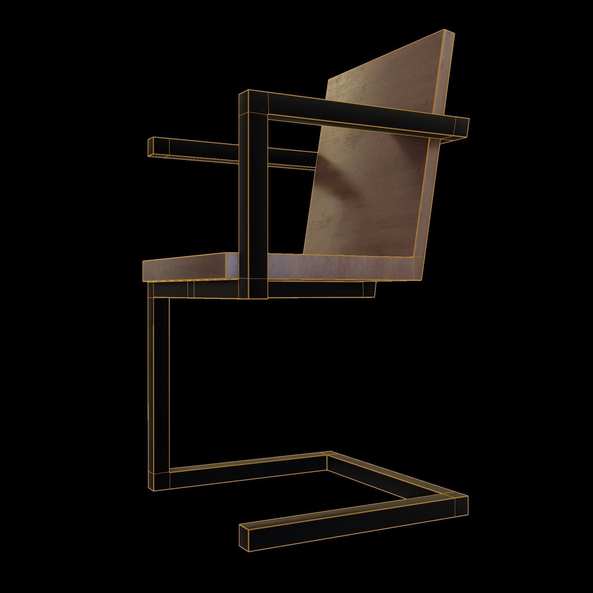 Chair loft modern wooden id4 Low-poly 3D model_10