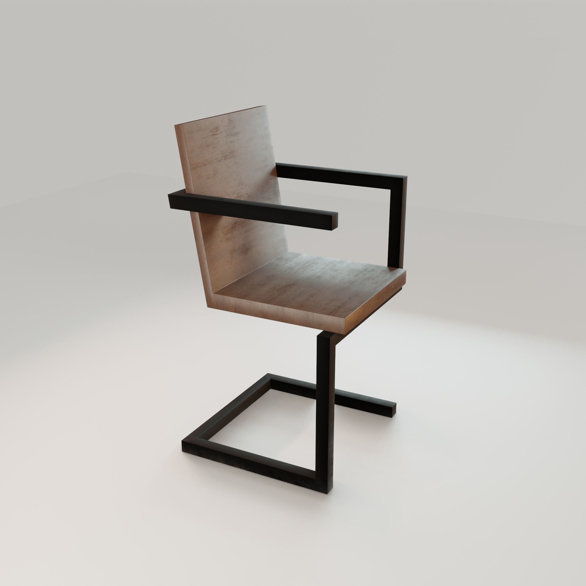 Chair loft modern wooden id4 Low-poly 3D model_17