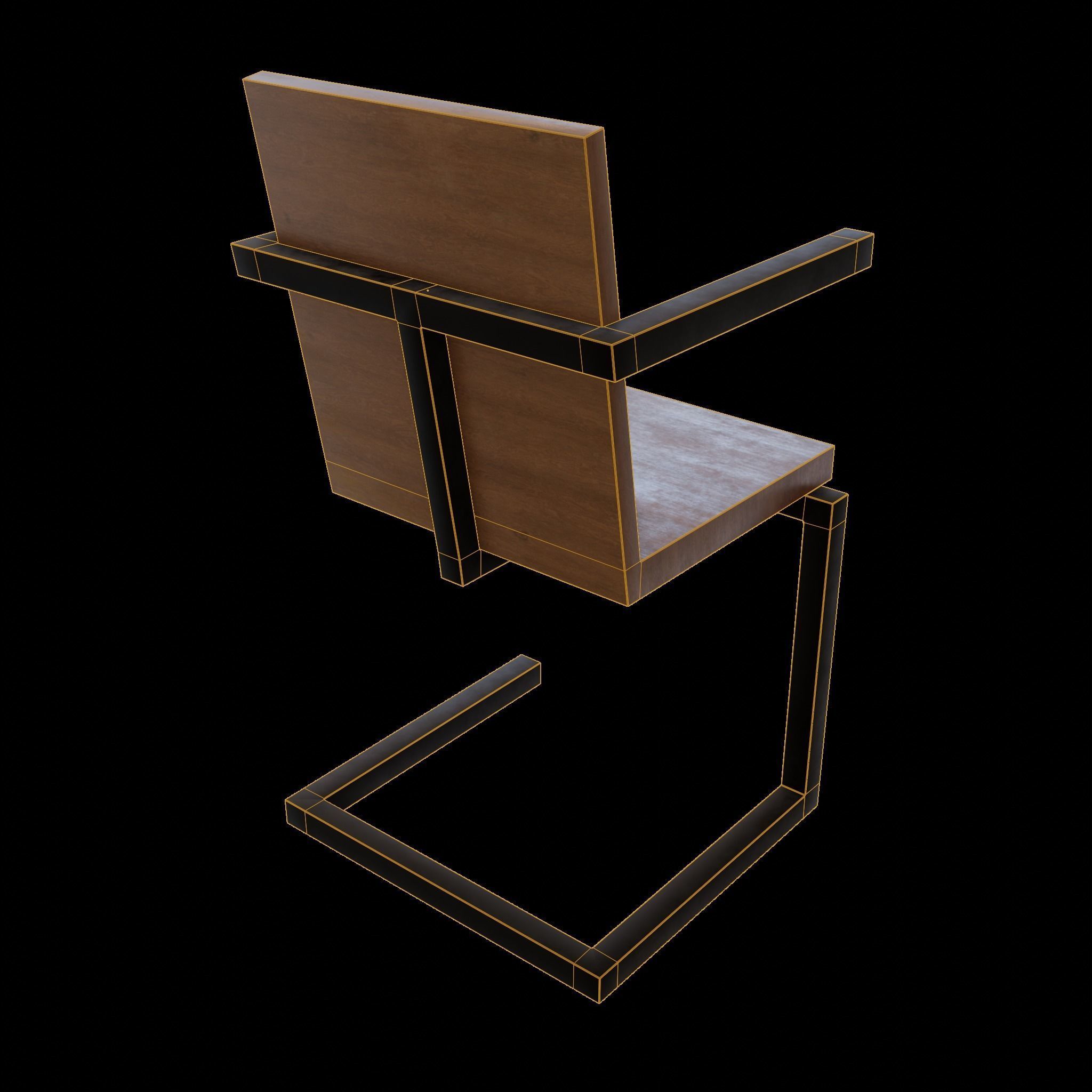 Chair loft modern wooden id4 Low-poly 3D model_4