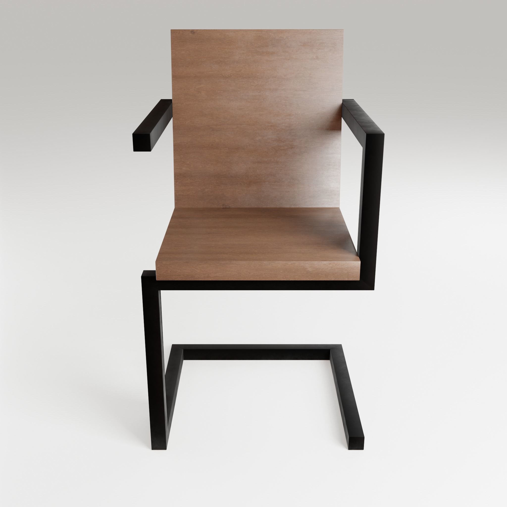 Chair loft modern wooden id4 Low-poly 3D model_6