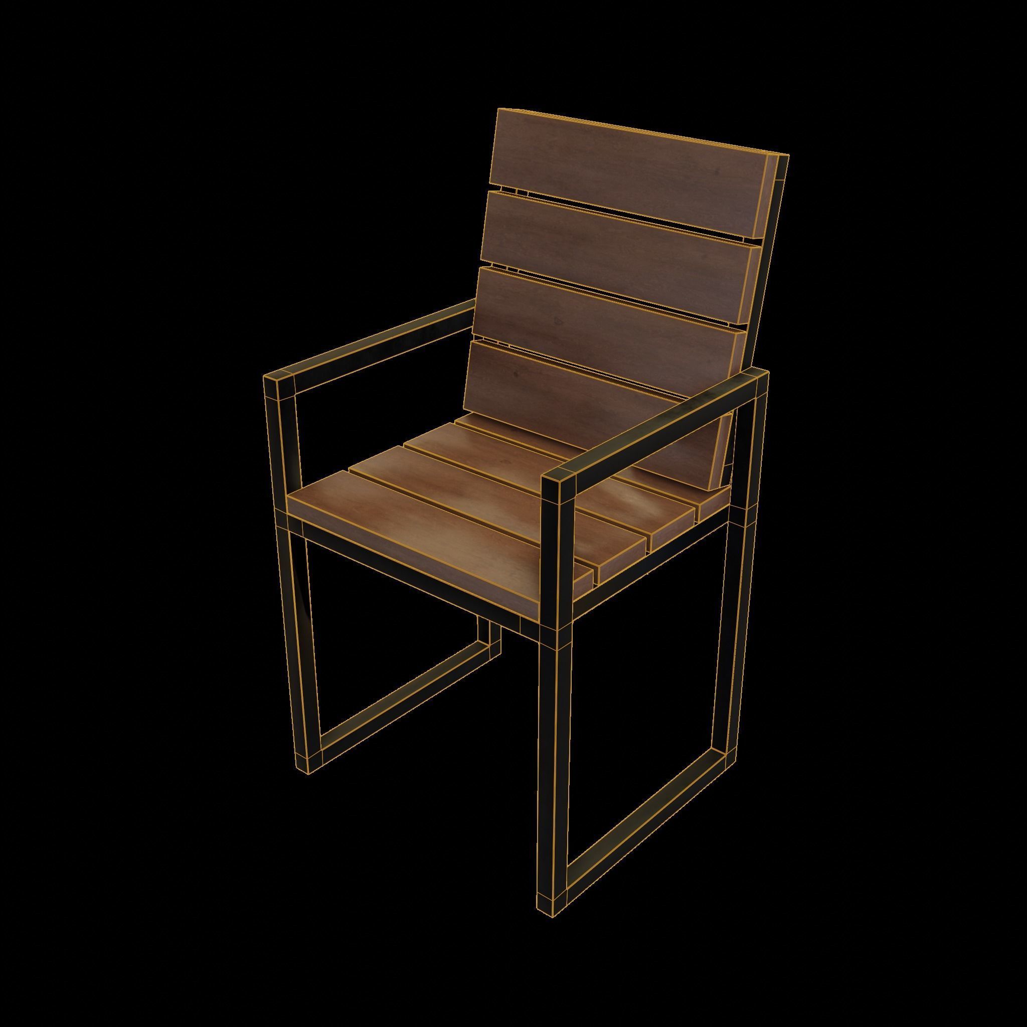 Chair loft modern wooden  id3 Low-poly 3D model_1