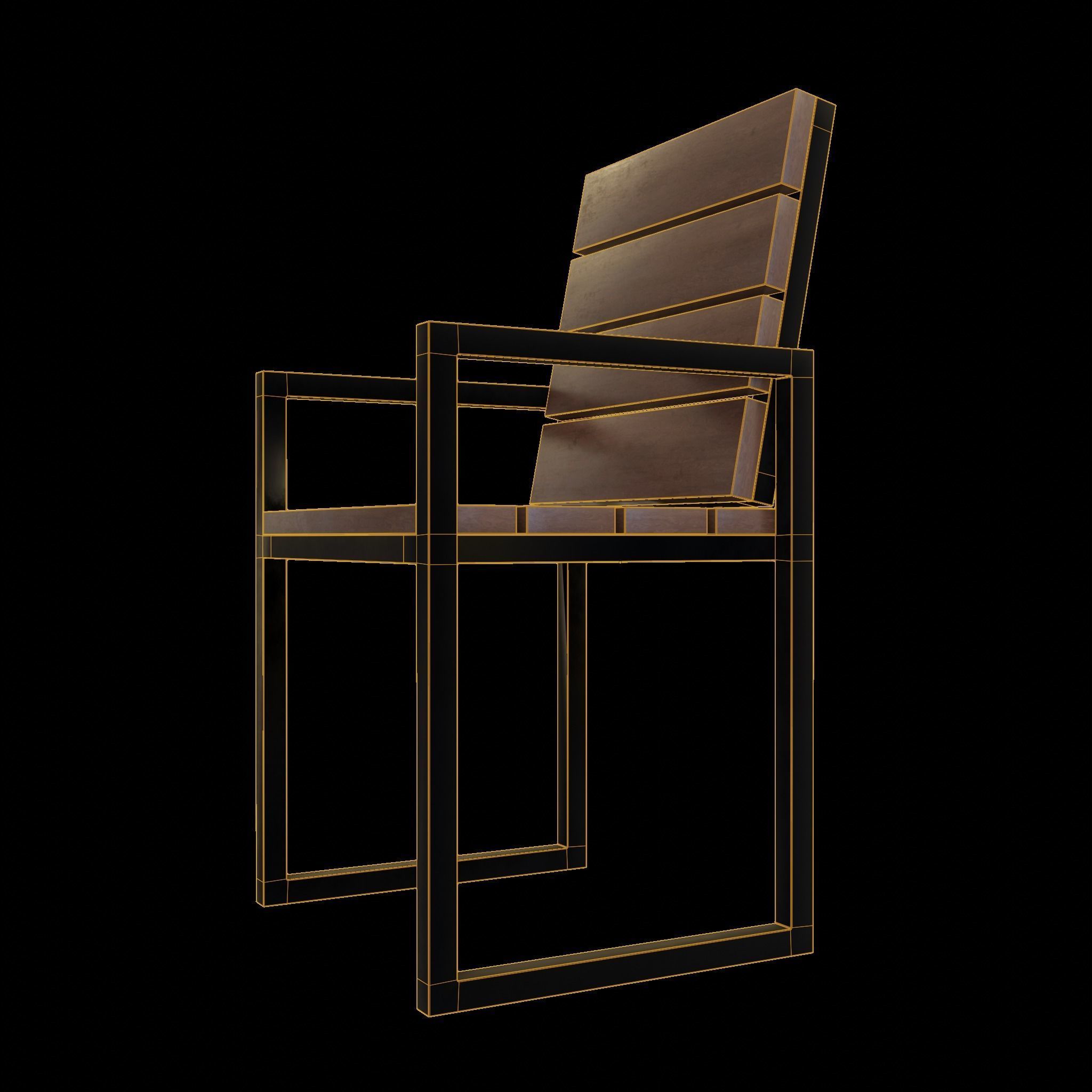 Chair loft modern wooden  id3 Low-poly 3D model_10