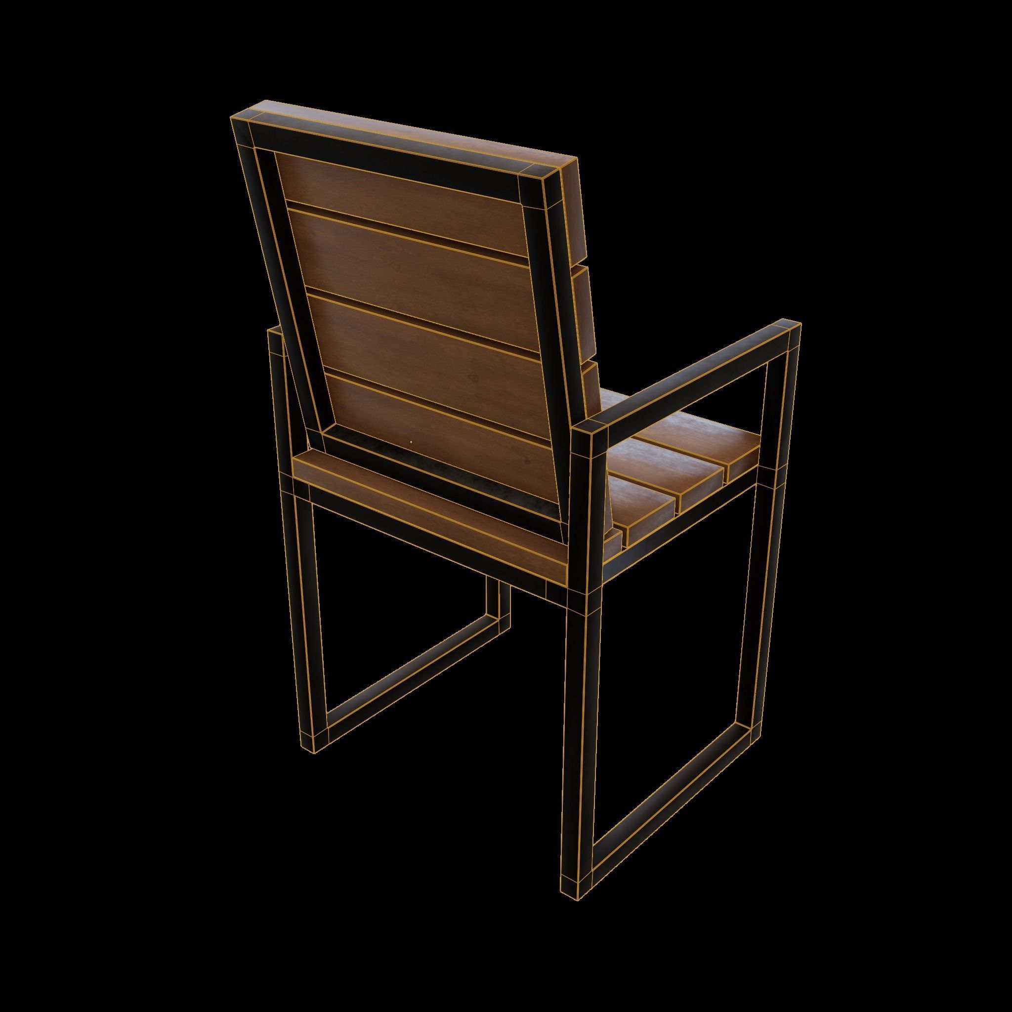 Chair loft modern wooden  id3 Low-poly 3D model_4