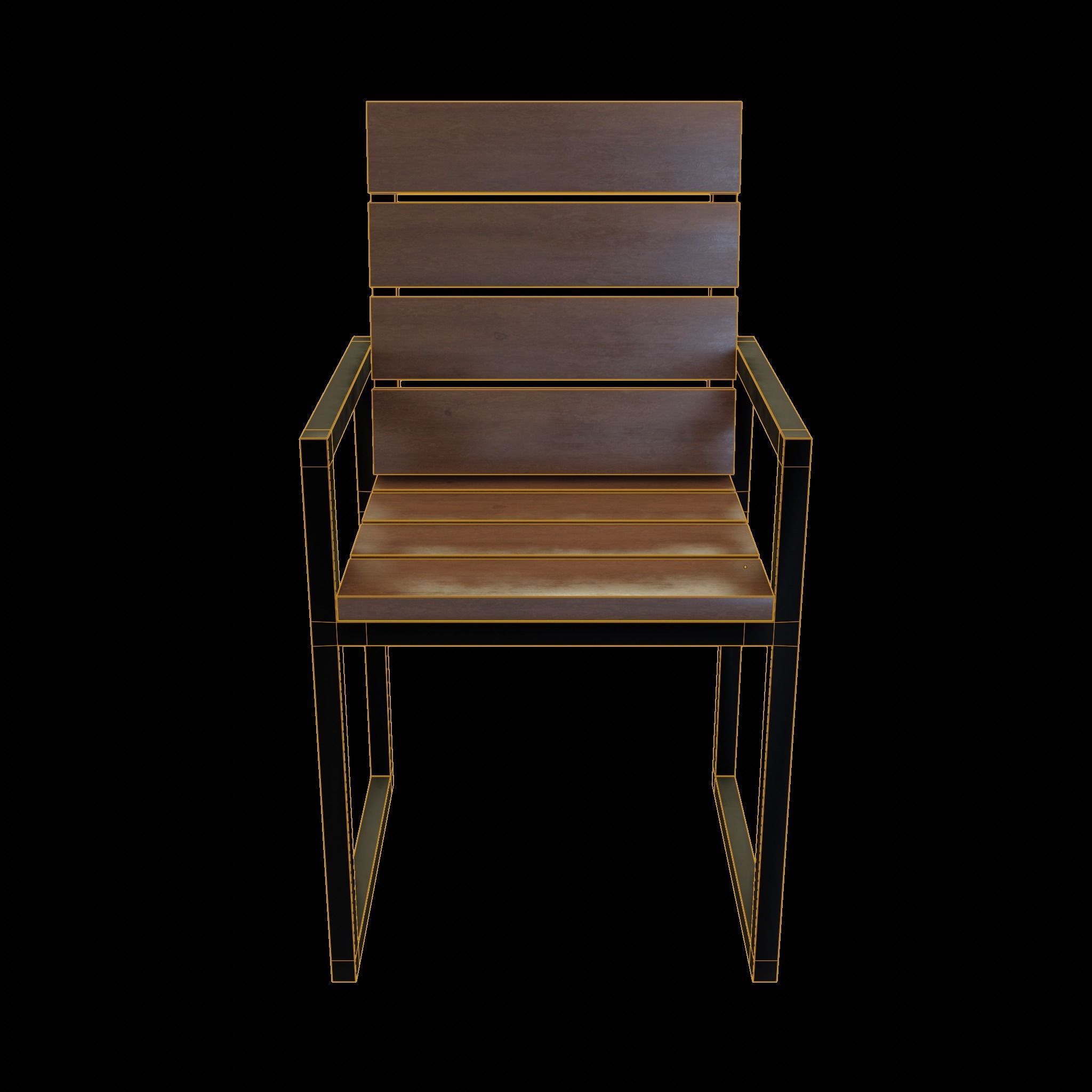 Chair loft modern wooden  id3 Low-poly 3D model_7