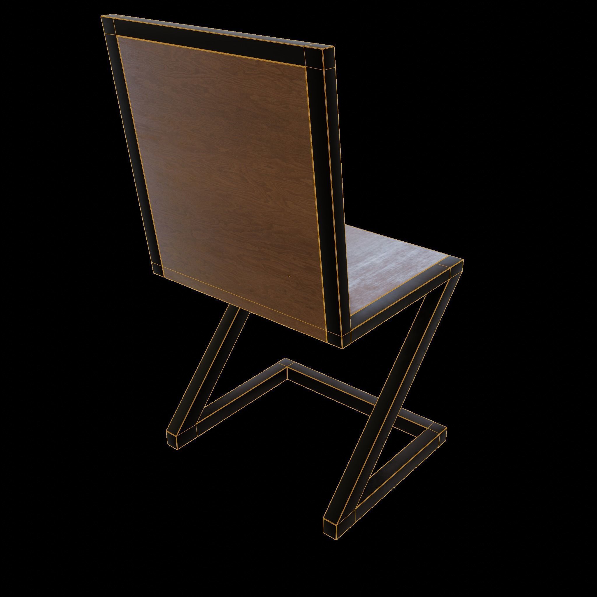 Chair loft modern wooden  id1 Low-poly 3D model_4