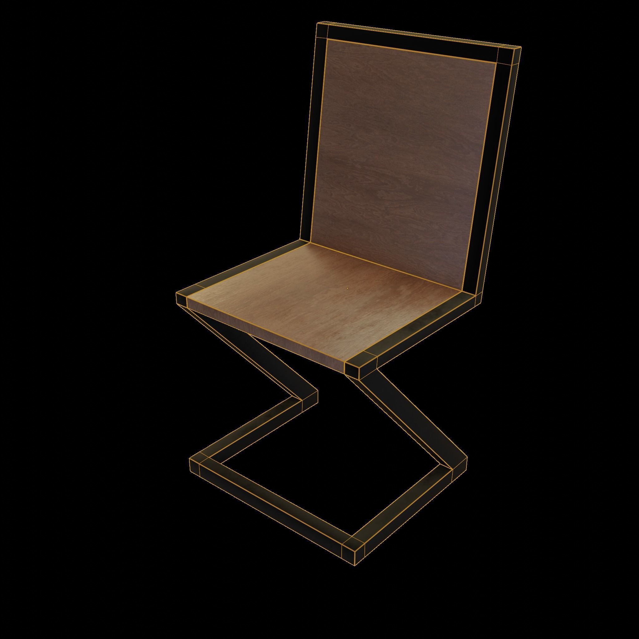 Chair loft modern wooden  id1 Low-poly 3D model_1