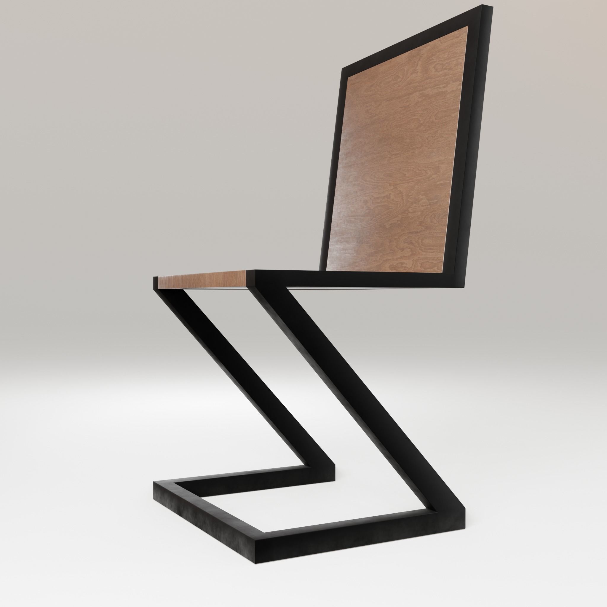 Chair loft modern wooden  id1 Low-poly 3D model_9