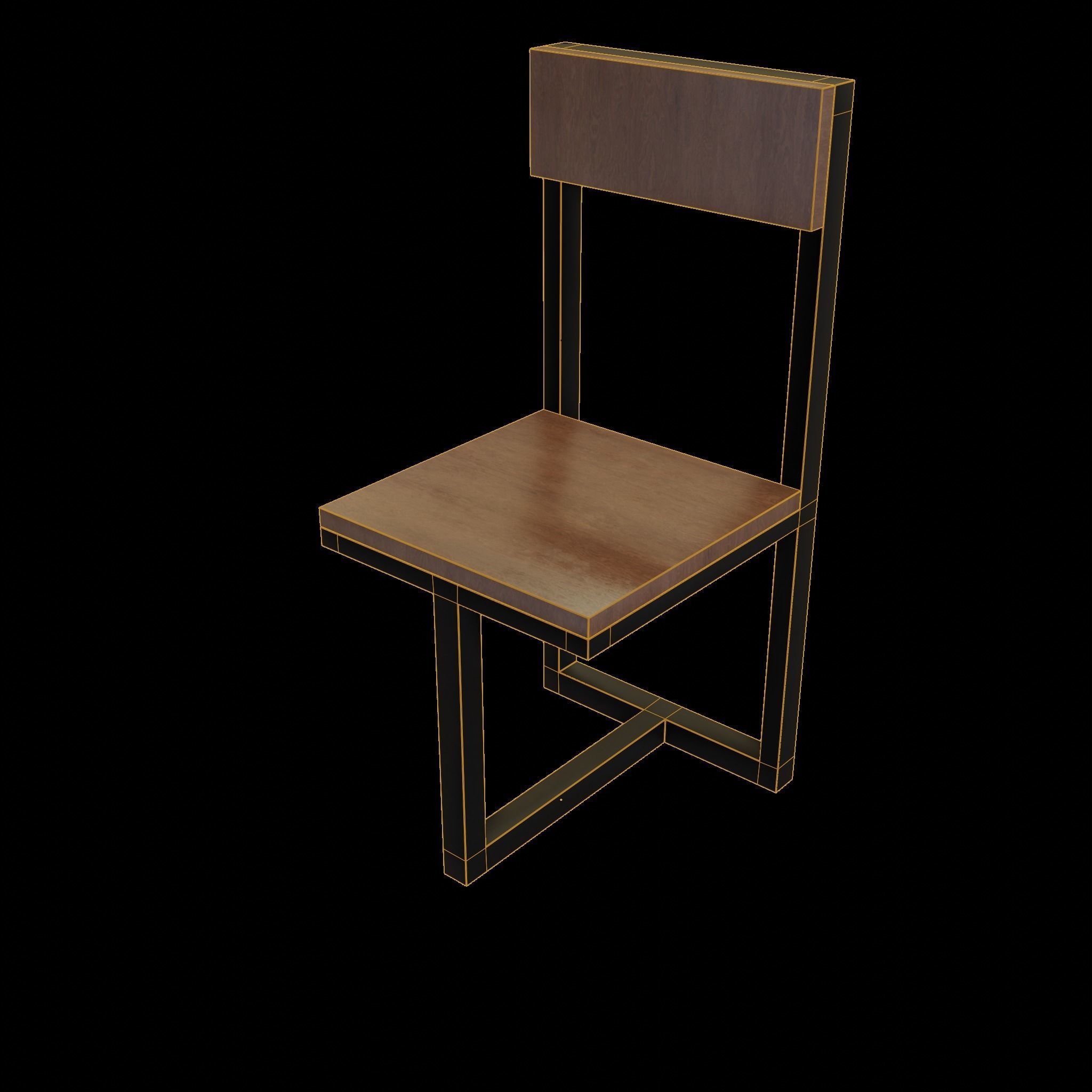 Chair loft modern wooden  id5 Low-poly 3D model_1