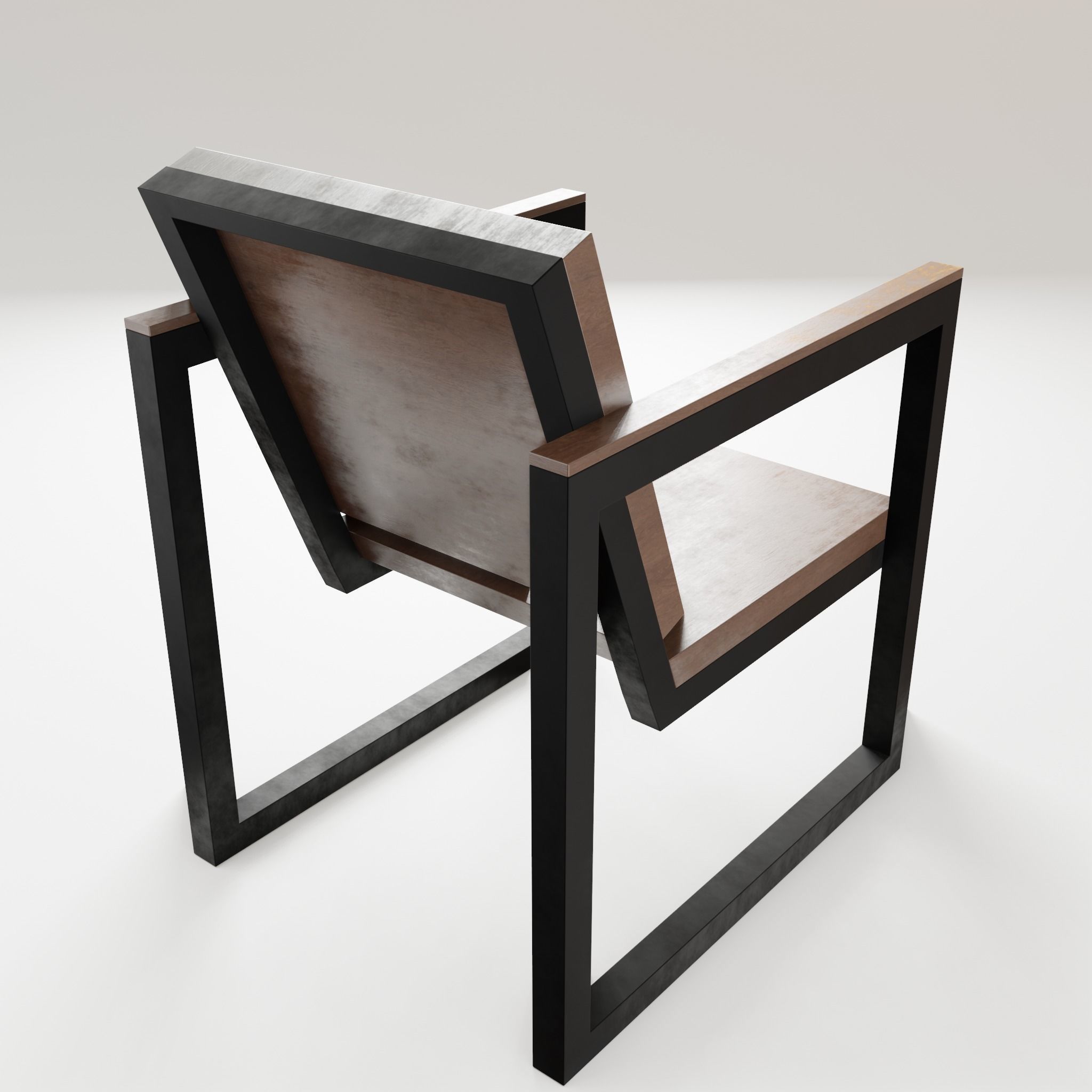 Chair loft modern wooden  id2 Low-poly 3D model_2