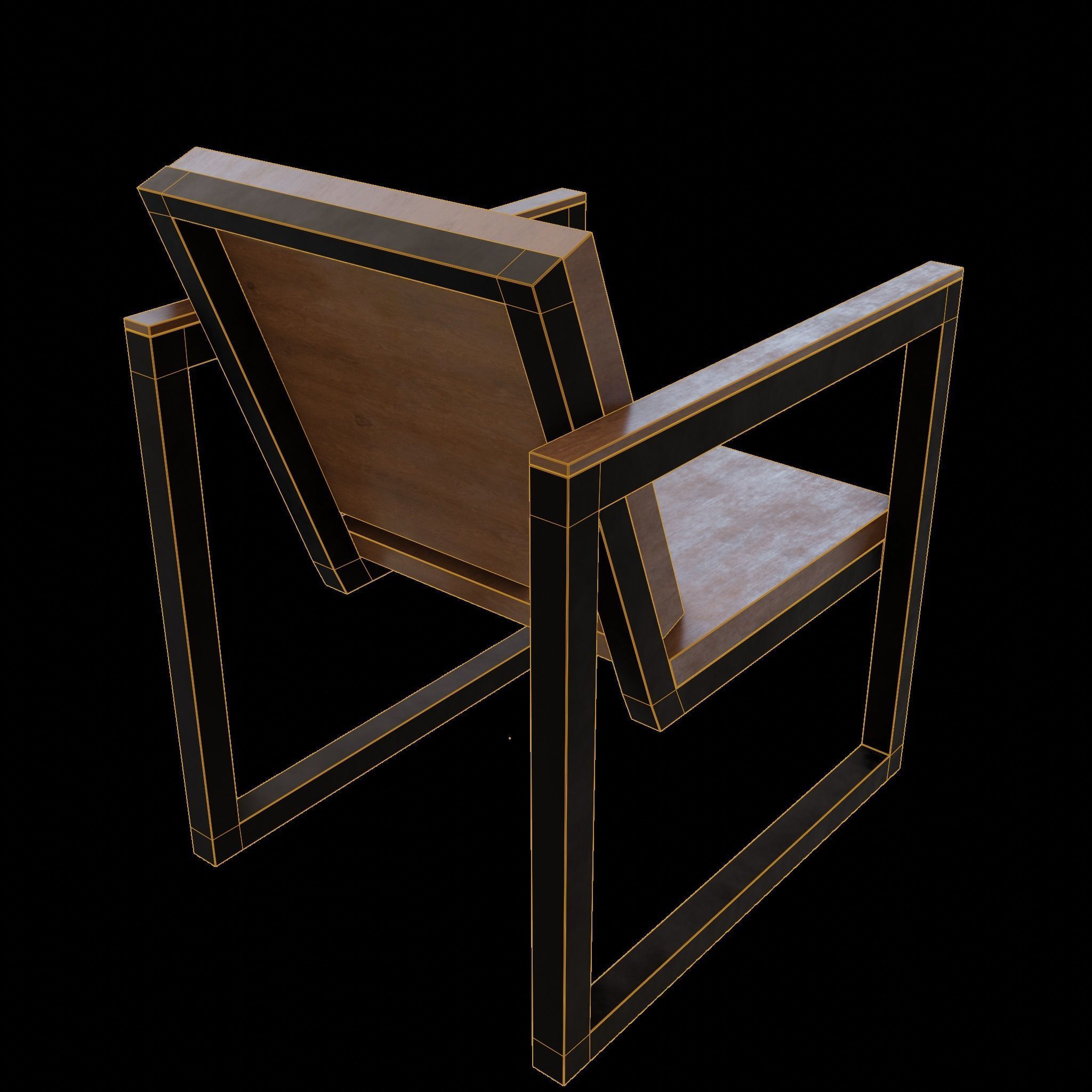 Chair loft modern wooden  id2 Low-poly 3D model_3