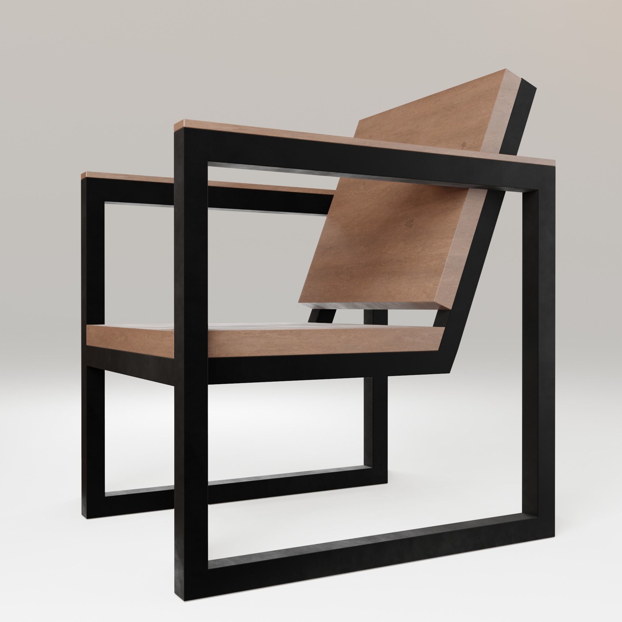 Chair loft modern wooden  id2 Low-poly 3D model_7