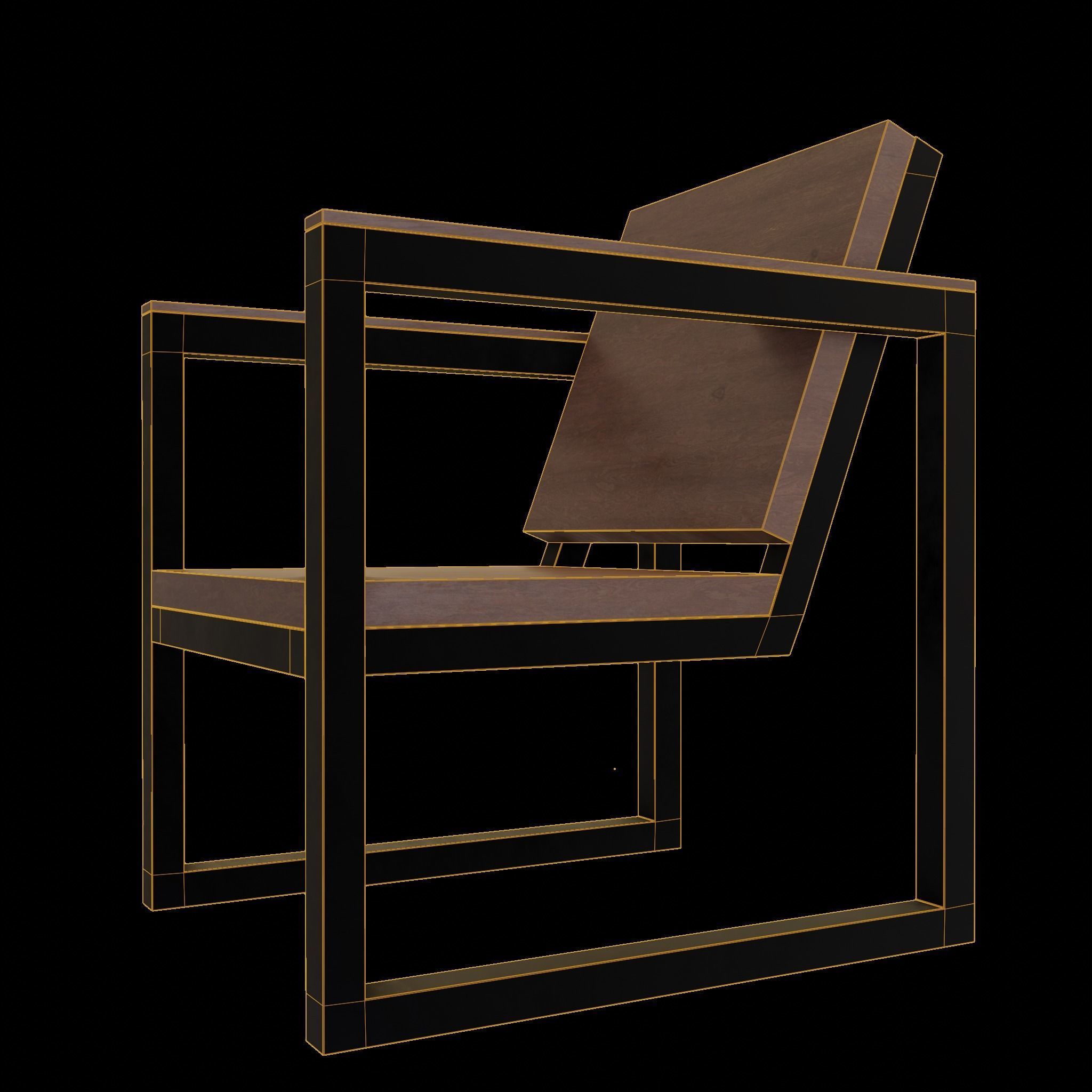 Chair loft modern wooden  id2 Low-poly 3D model_6