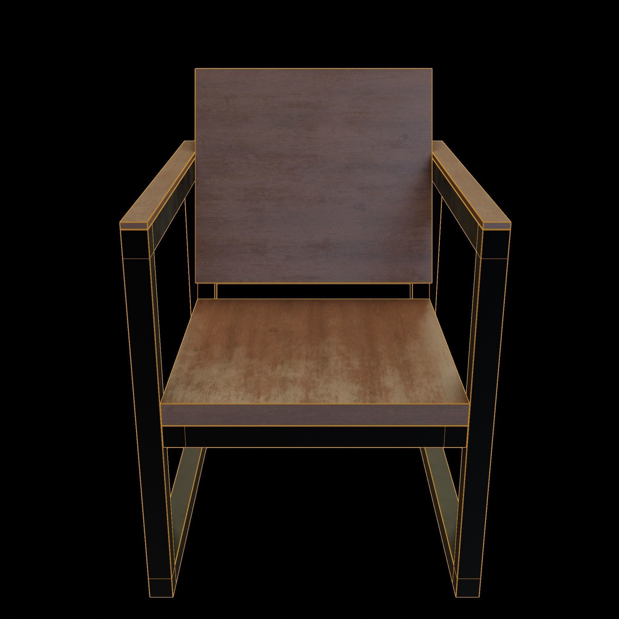 Chair loft modern wooden  id2 Low-poly 3D model_5