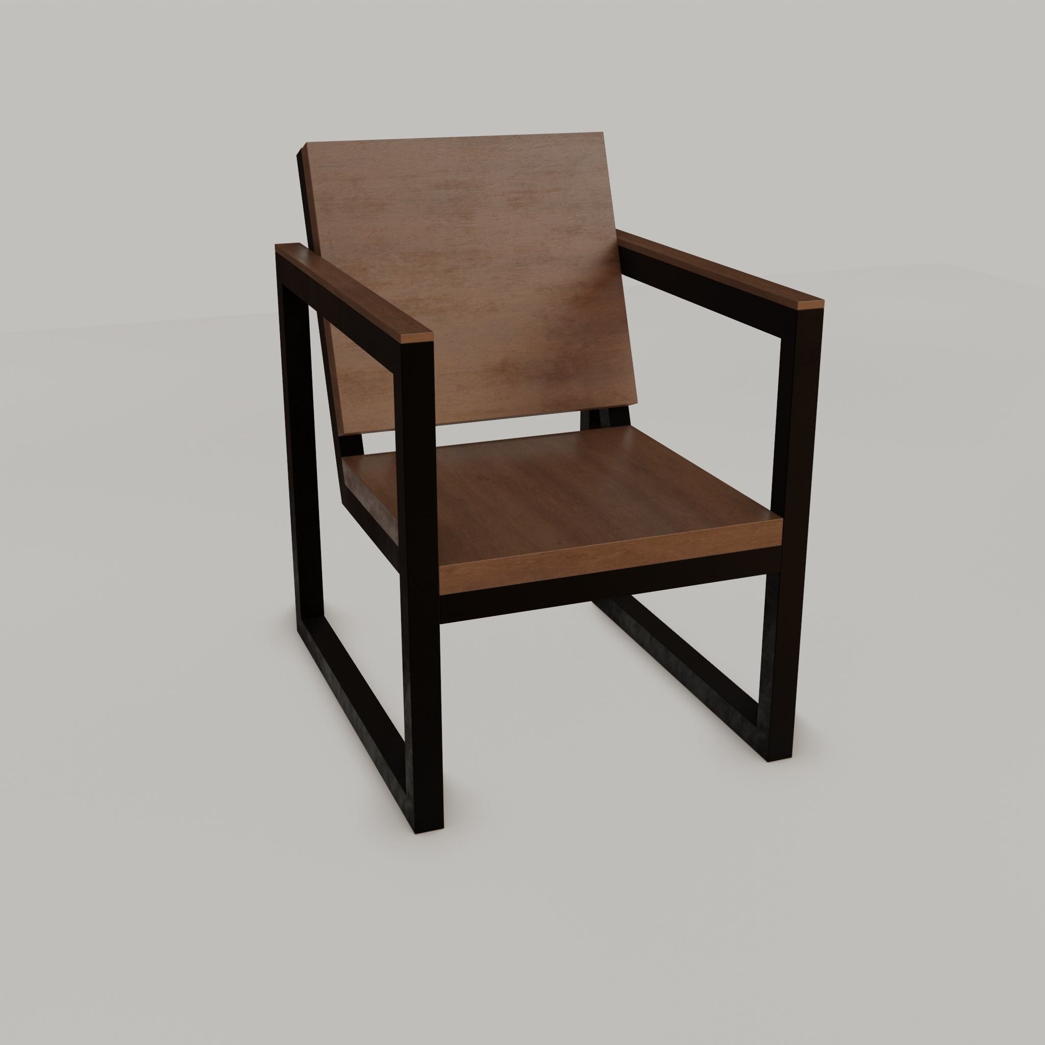 Chair loft modern wooden  id2 Low-poly 3D model_13