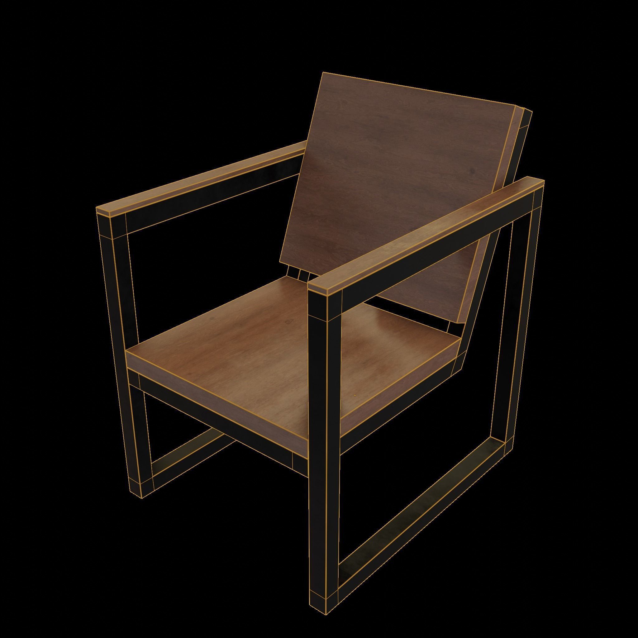 Chair loft modern wooden  id2 Low-poly 3D model_1