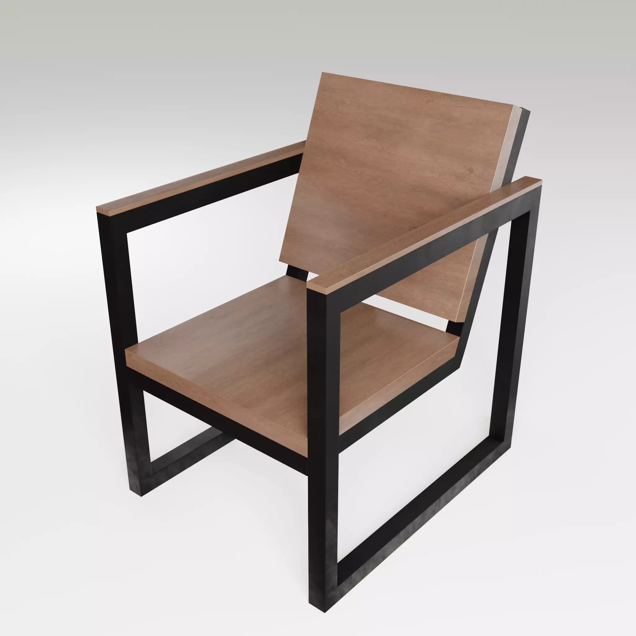 Chair loft modern wooden  id2 Low-poly 3D model_0