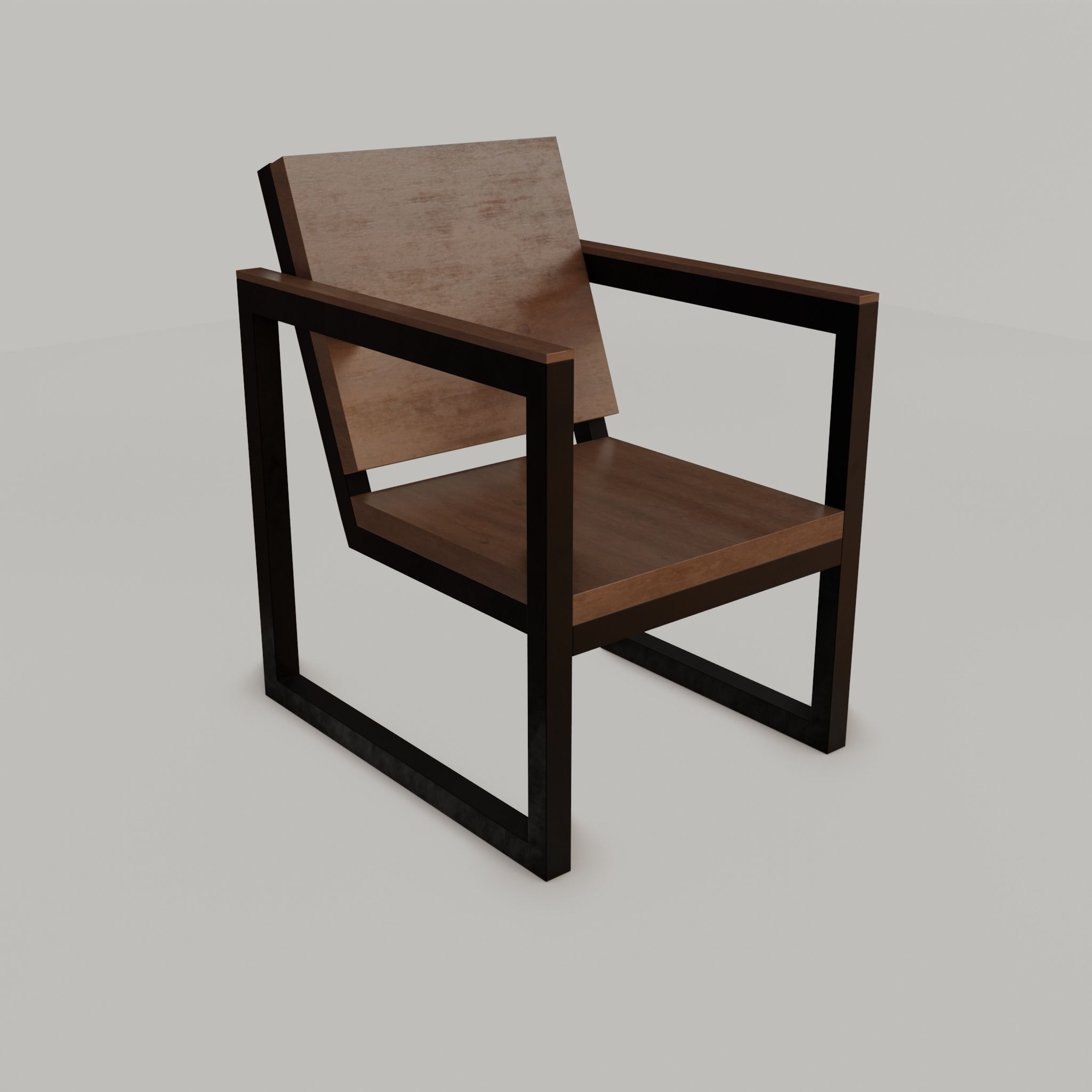 Chair loft modern wooden  id2 Low-poly 3D model_15