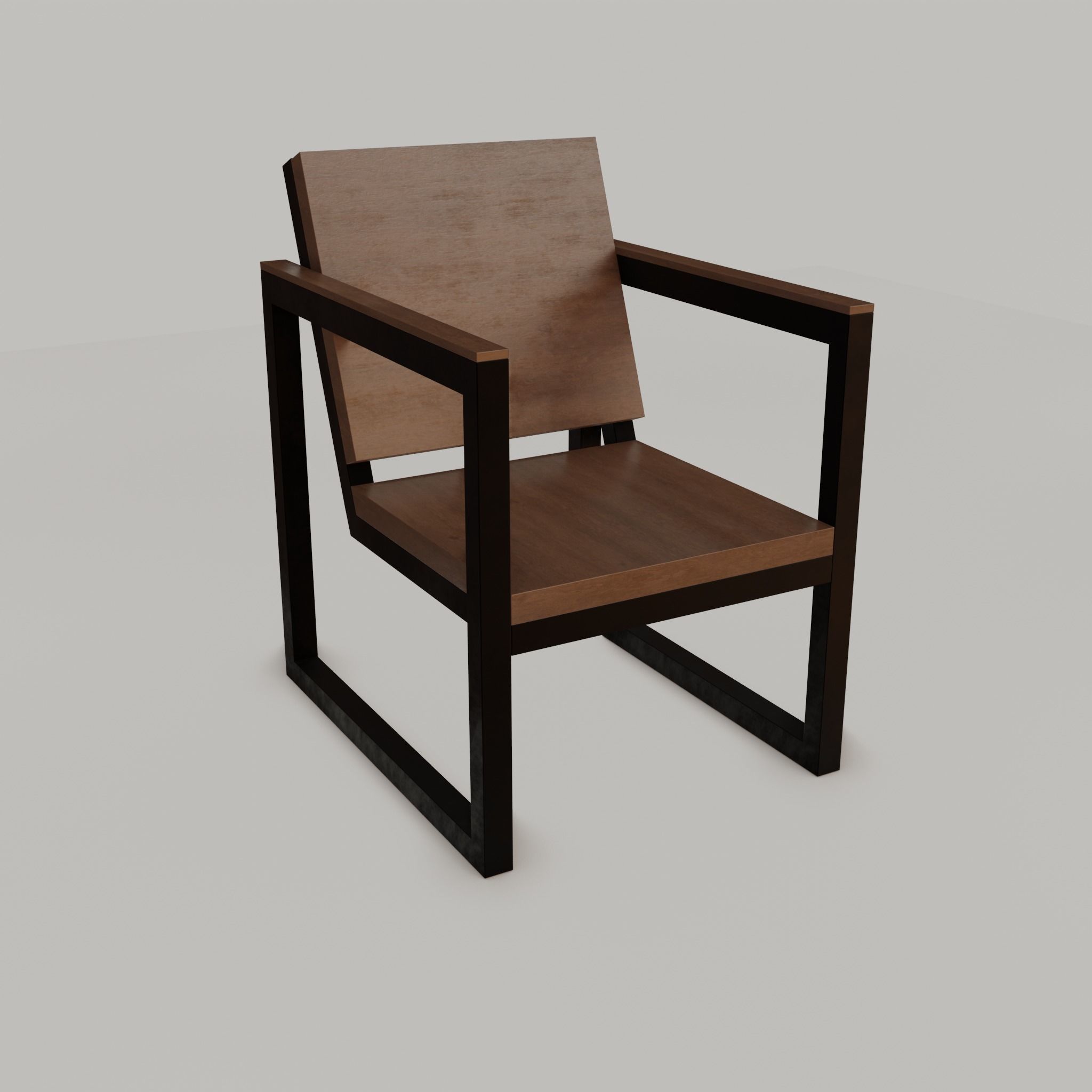 Chair loft modern wooden  id2 Low-poly 3D model_14