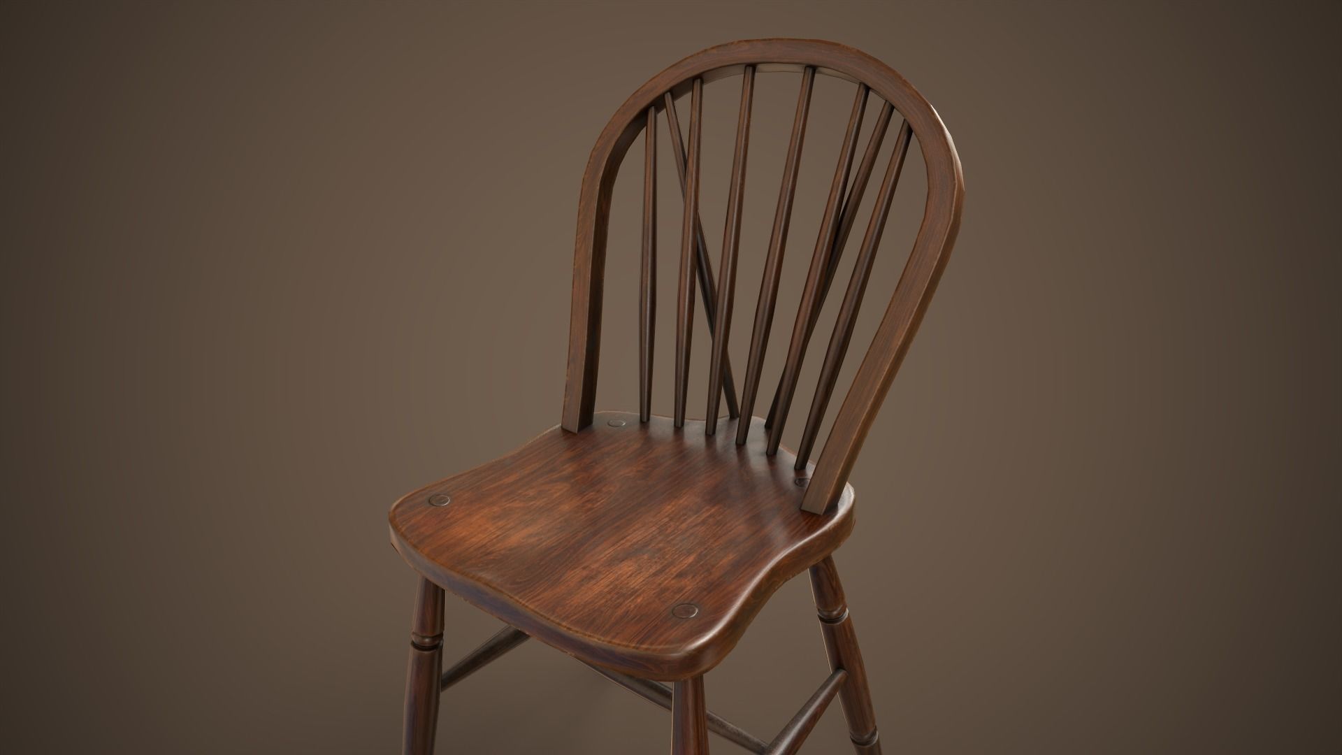 Vintage chair Low-poly 3D model_10