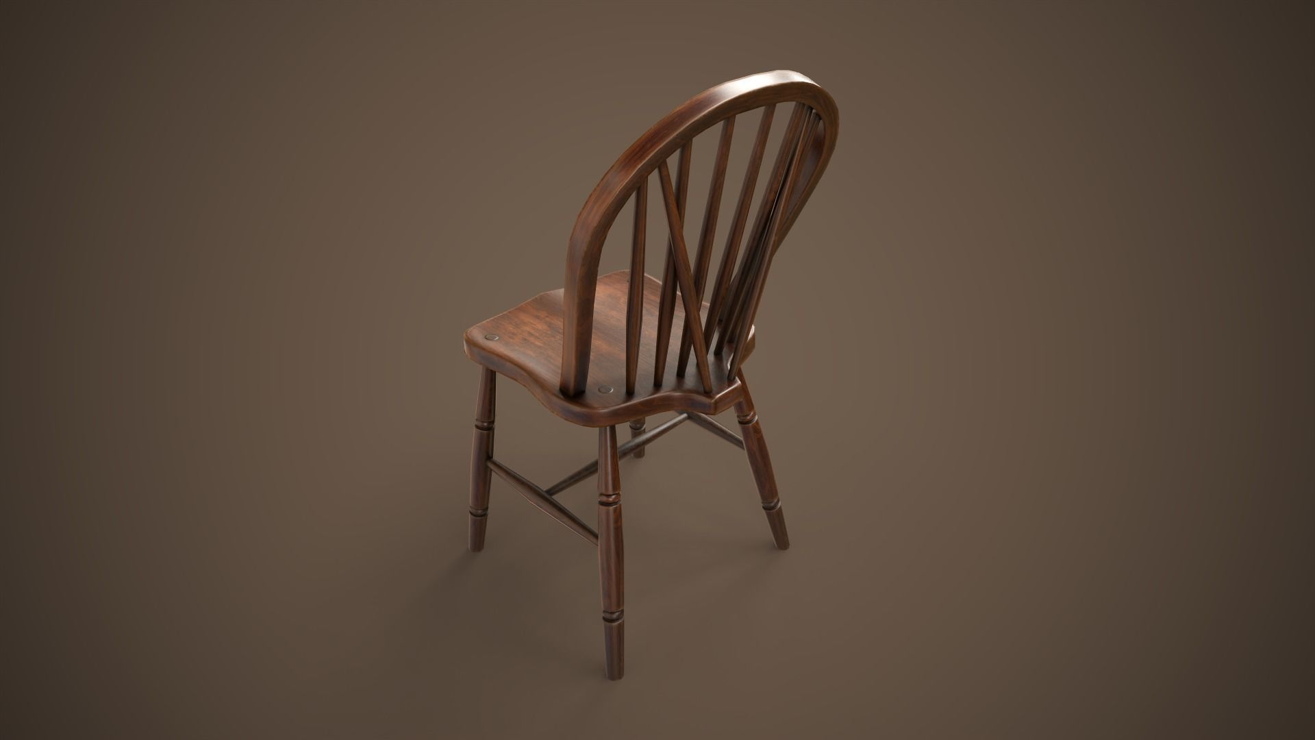 Vintage chair Low-poly 3D model_5