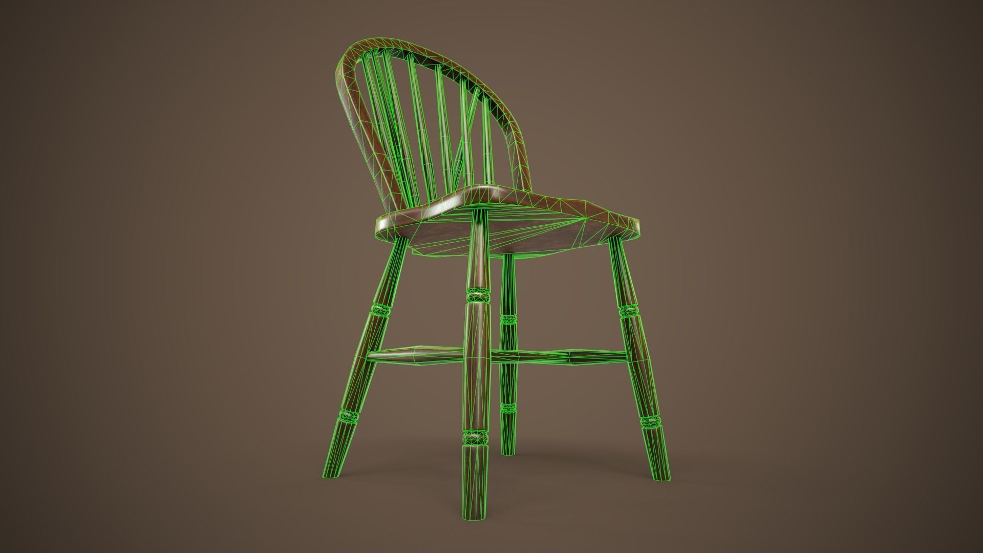 Vintage chair Low-poly 3D model_13