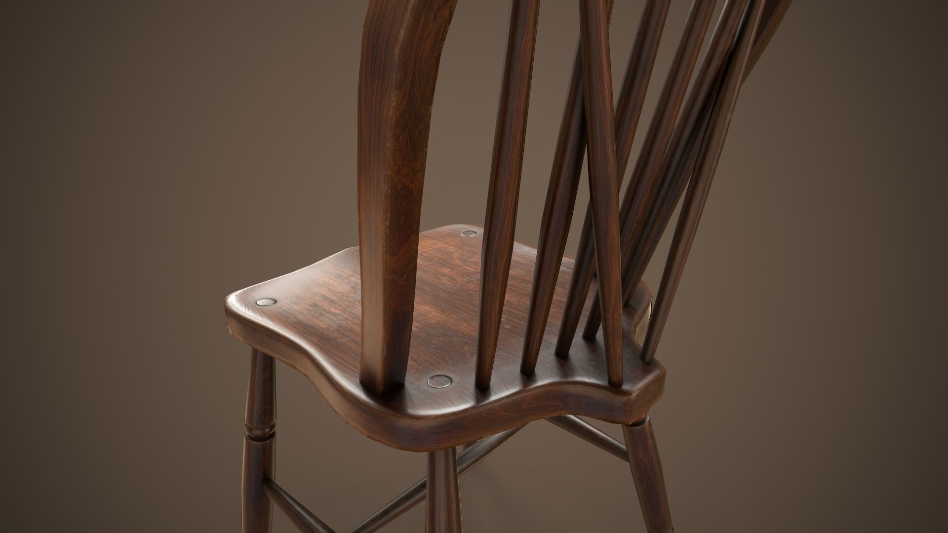 Vintage chair Low-poly 3D model_9