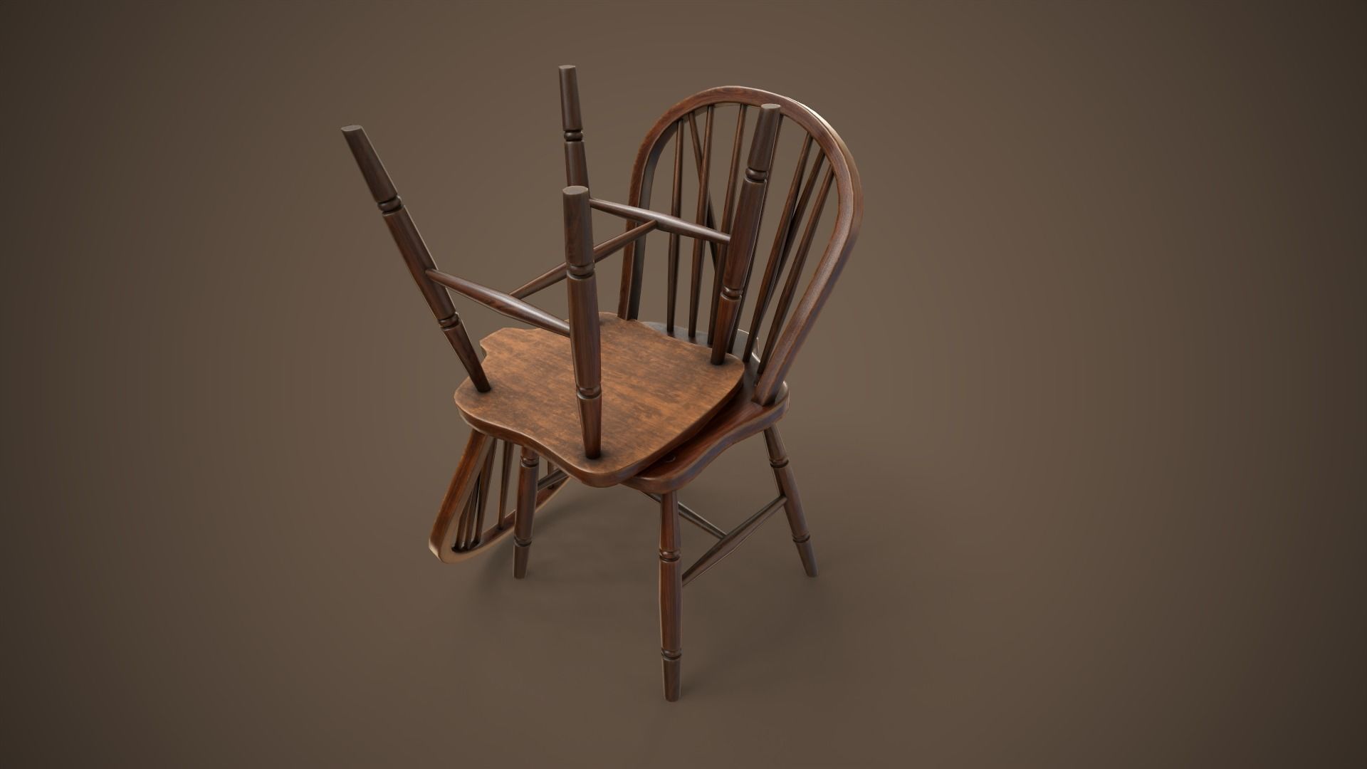 Vintage chair Low-poly 3D model_7