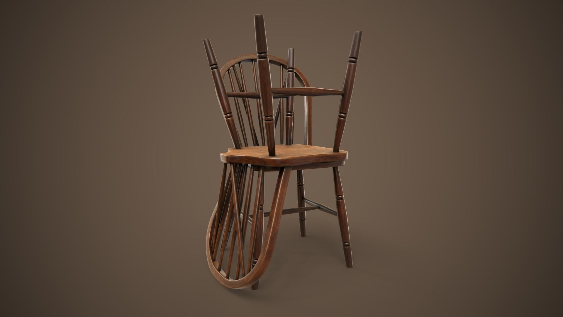 Vintage chair Low-poly 3D model_8