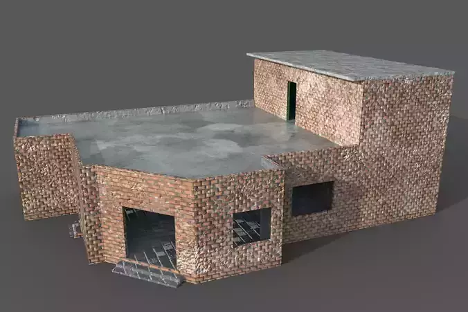 Game Building Low poly With PBR Texture Low-poly 3D model