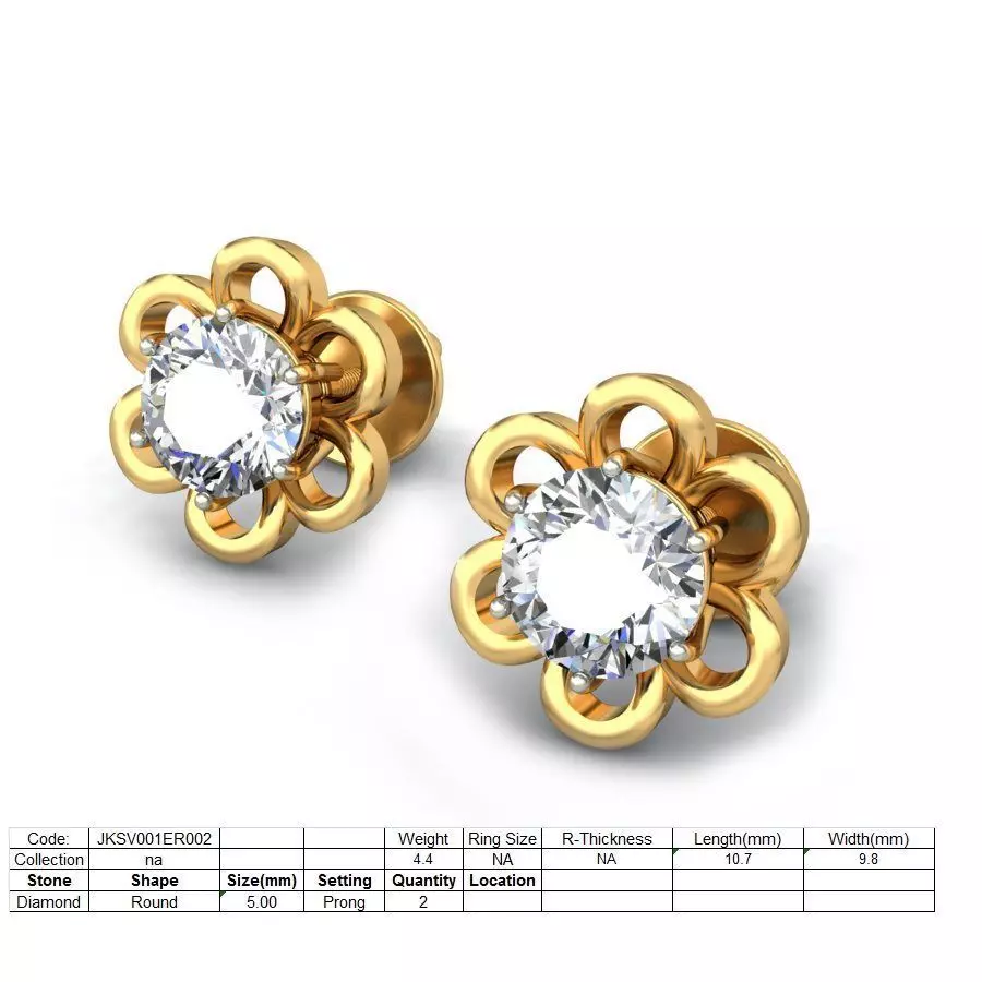 Solitaire Women Stud Earring 3D print model