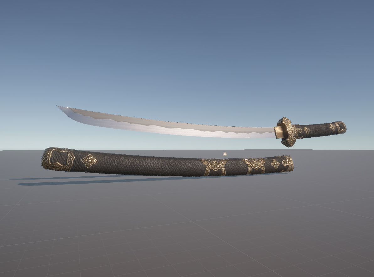 sword samurai Low-poly 3D model_1