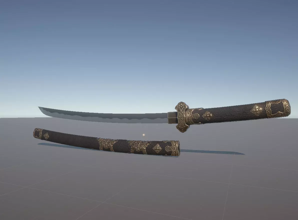 sword samurai Low-poly 3D model_0
