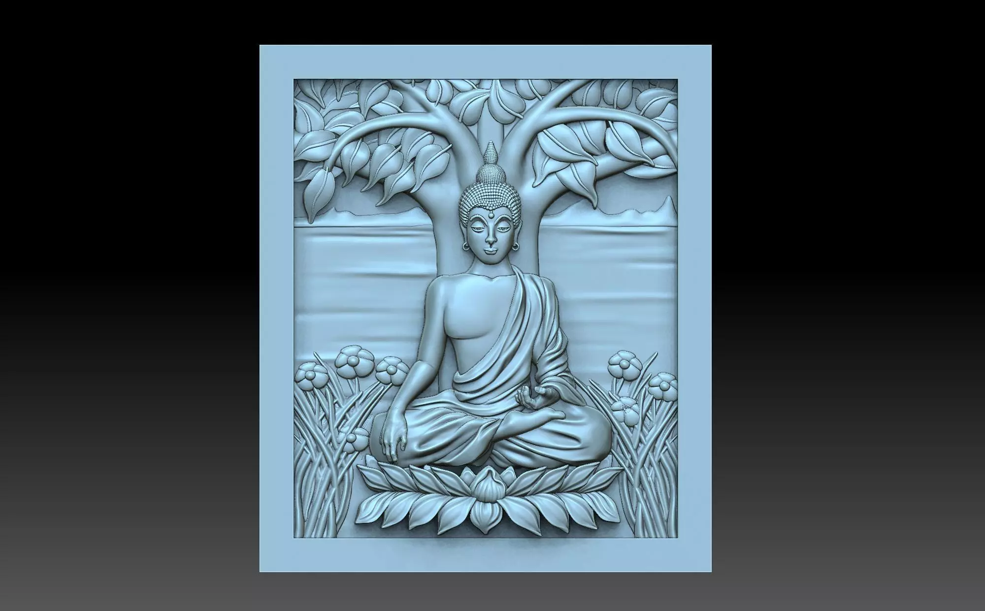 Buddha door with statue 3D print model_0