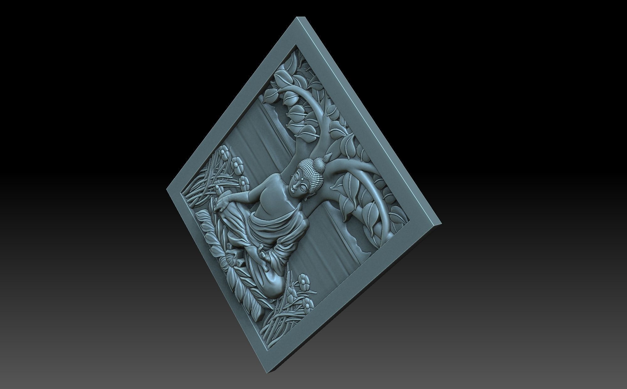 Buddha door with statue 3D print model_6