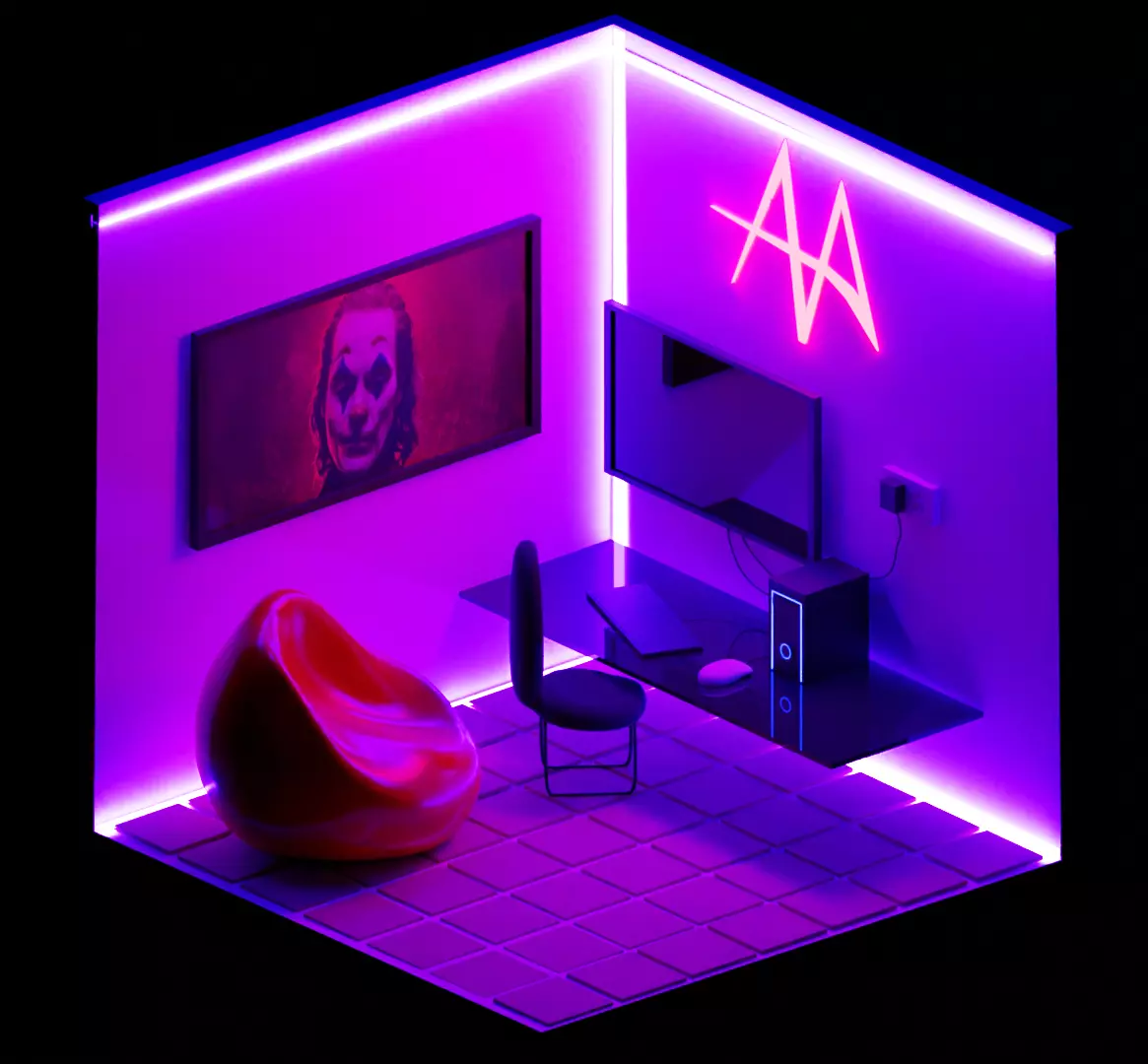 pc setup Low-poly 3D model