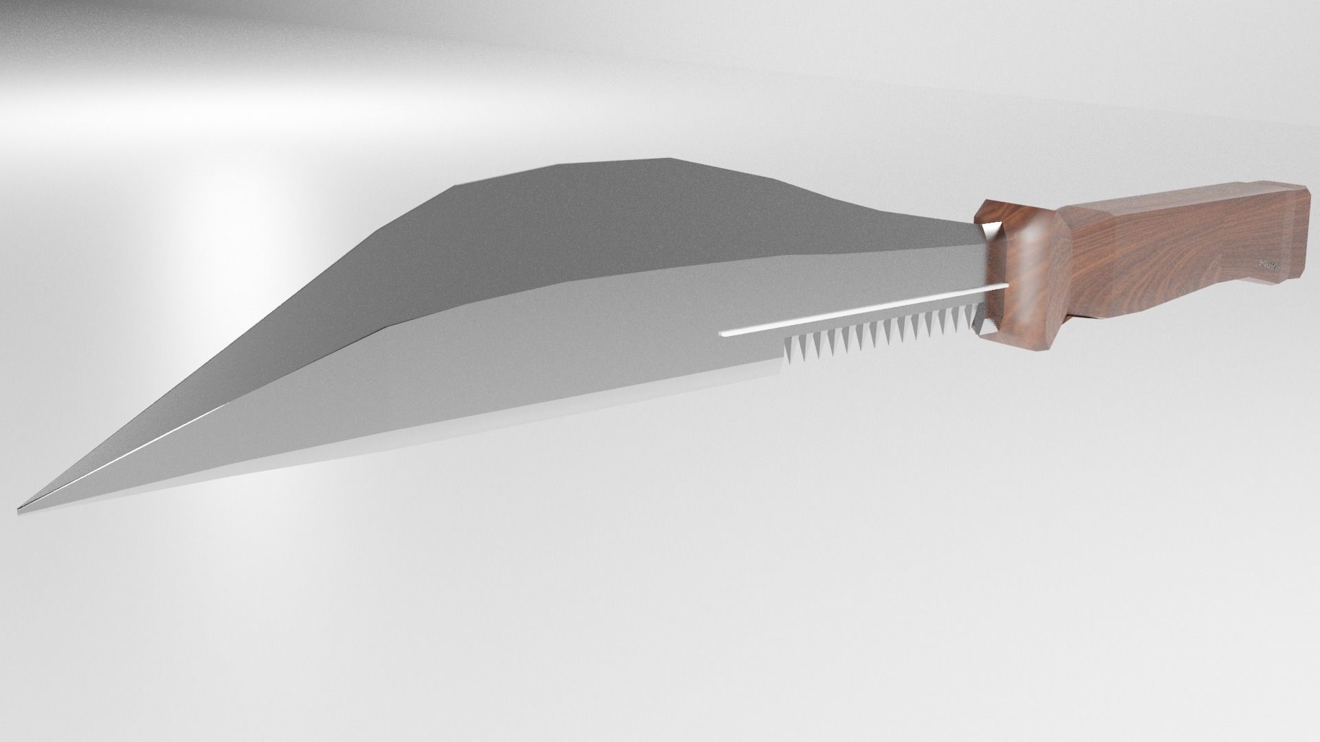 Knife with wooden handle 3D model_1