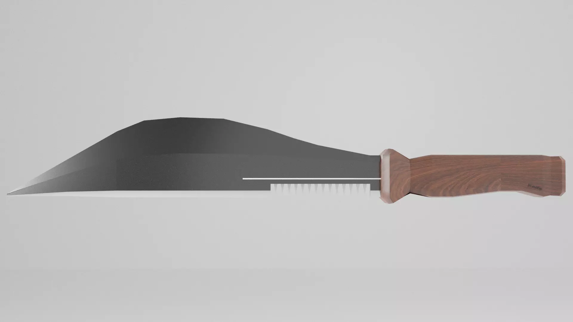 Knife with wooden handle 3D model_0