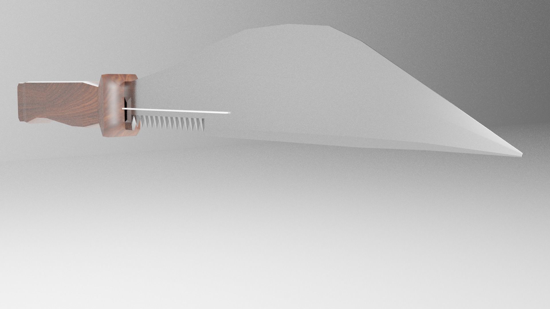 Knife with wooden handle 3D model_2
